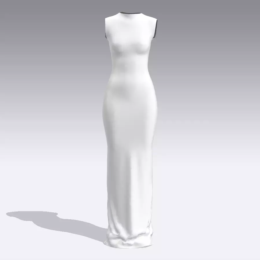 DRESS WHITE BASIC LOOK MODERN STYLE 3D model