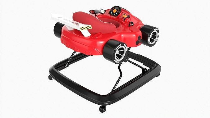 Racing car baby walker 3D model 2
