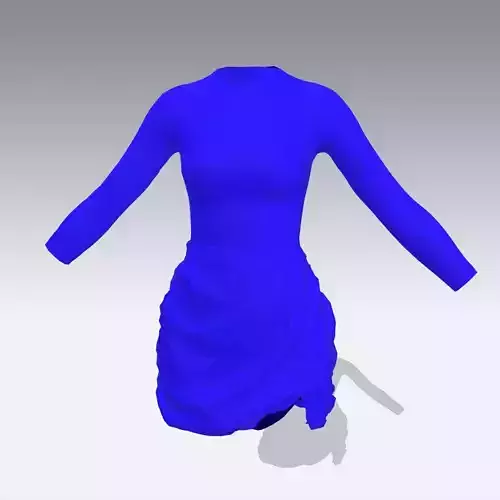 DRESS BLUE ELASTIC SKIRT LOOK MODERN STYLE