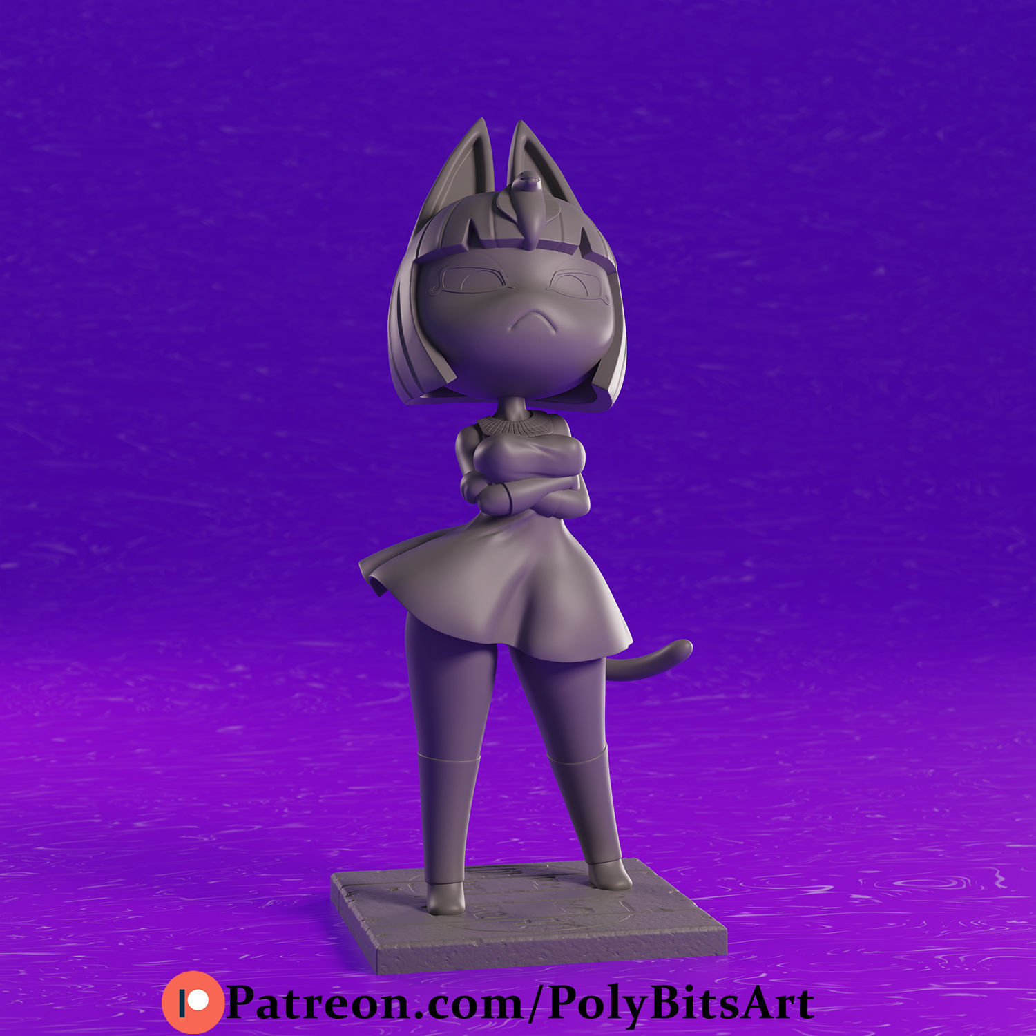 Ankha Figure with interchangeable head 3D print model_4