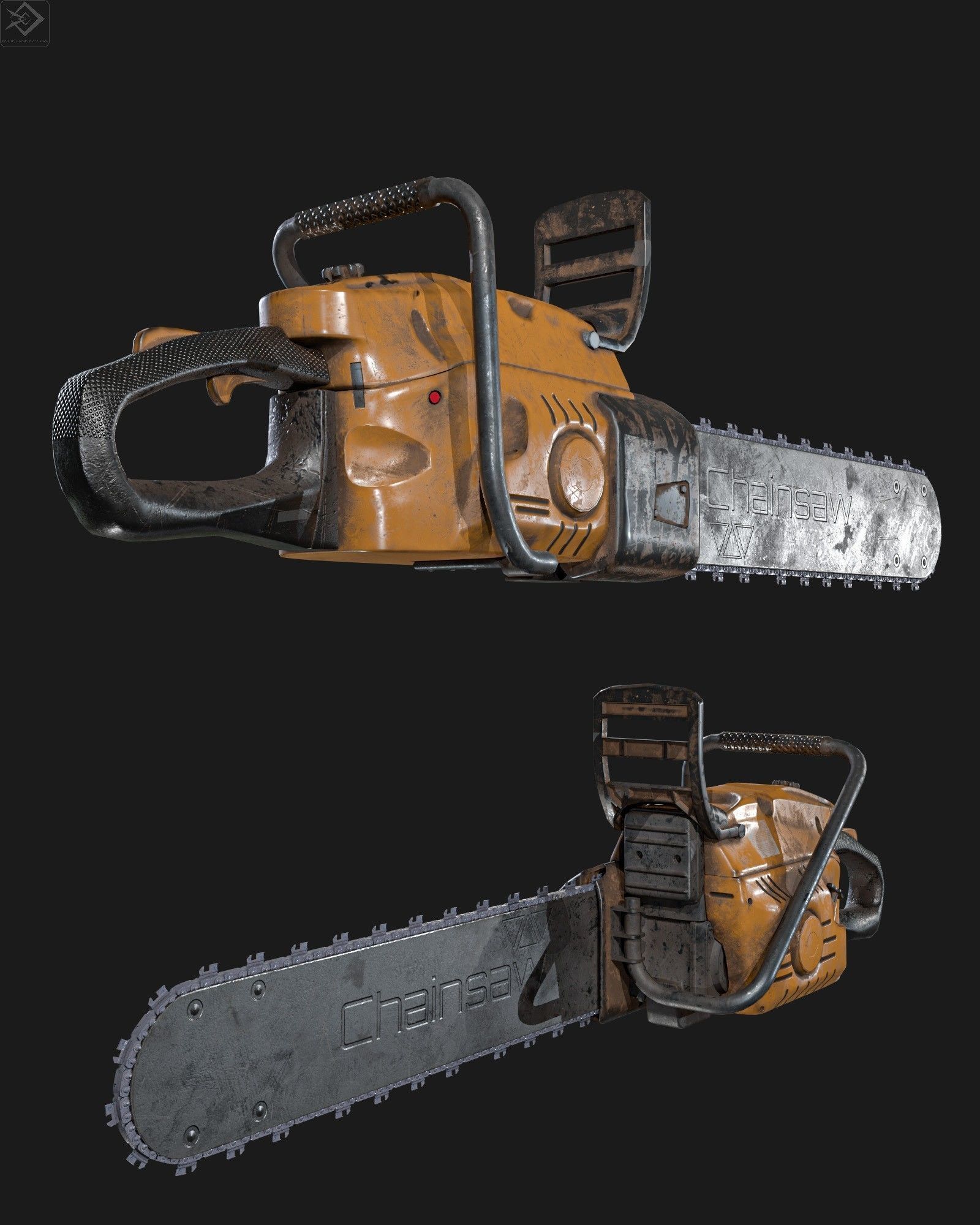 Chainsaw Low-poly 3D model_4