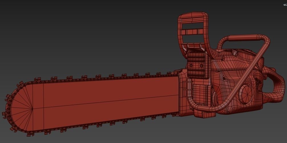 Chainsaw Low-poly 3D model_16