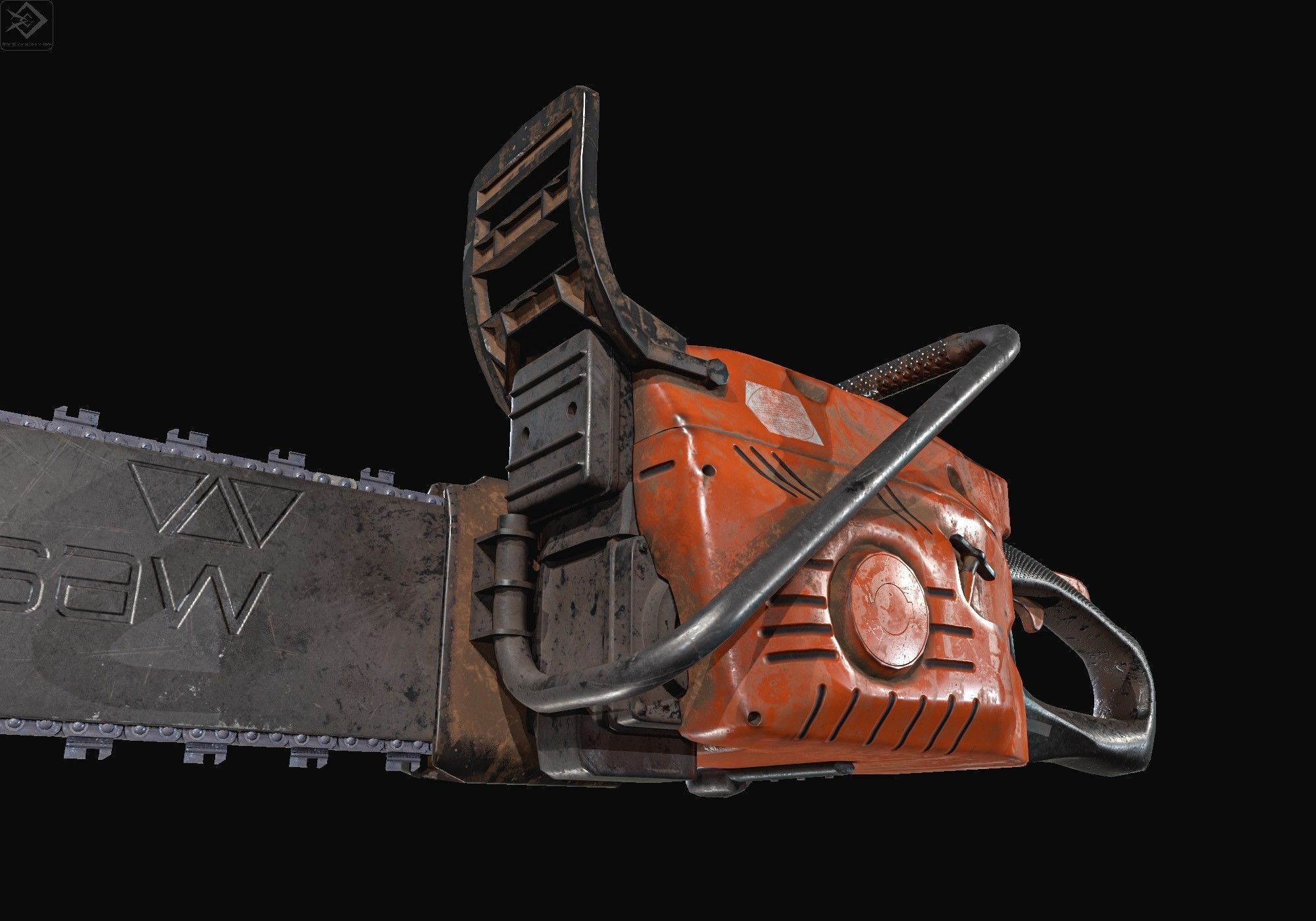 Chainsaw Low-poly 3D model_3