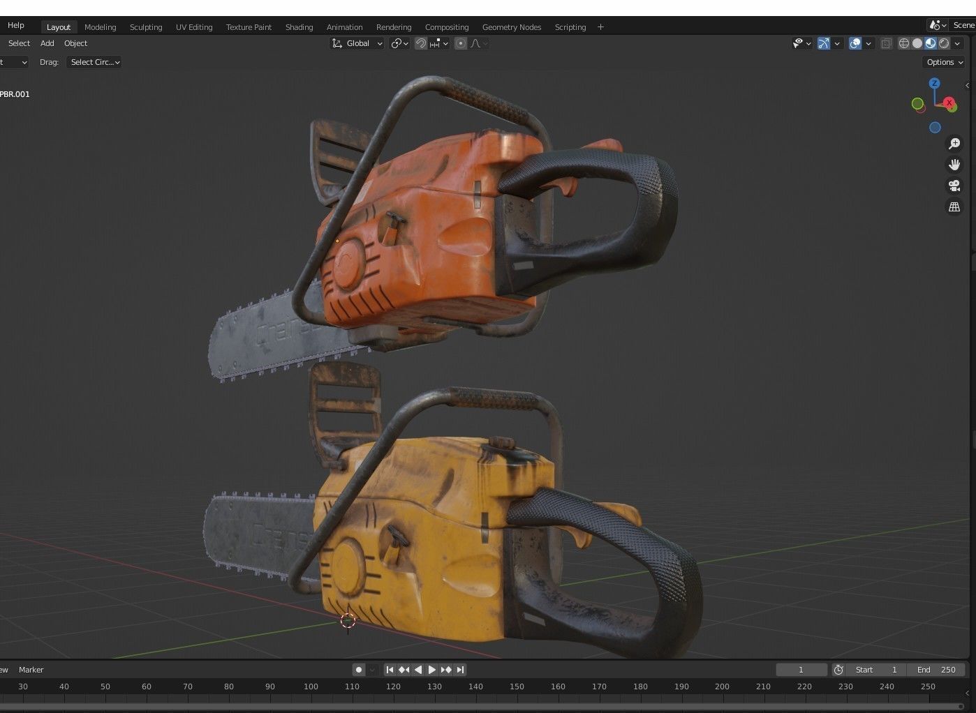 Chainsaw Low-poly 3D model_14