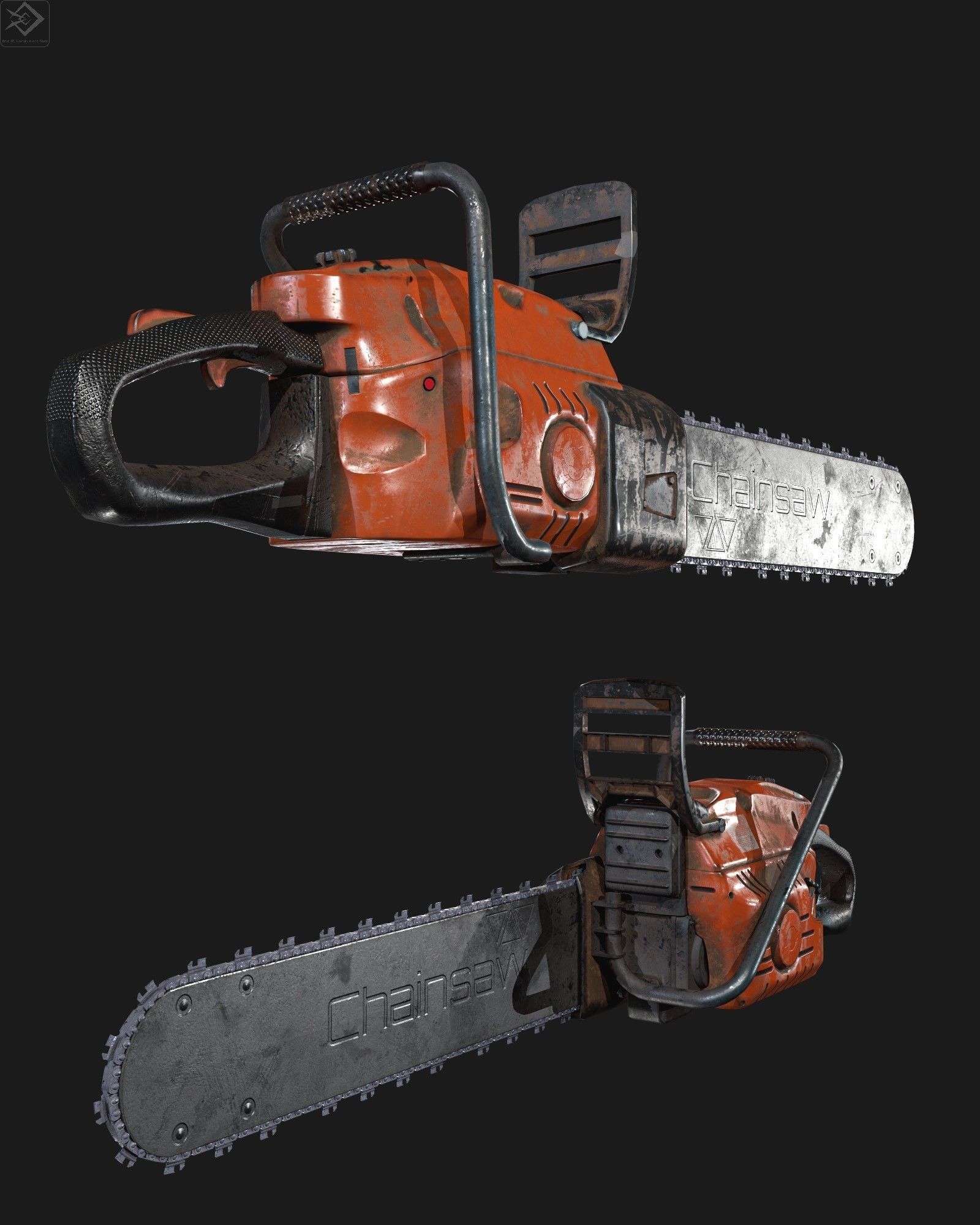 Chainsaw Low-poly 3D model_5