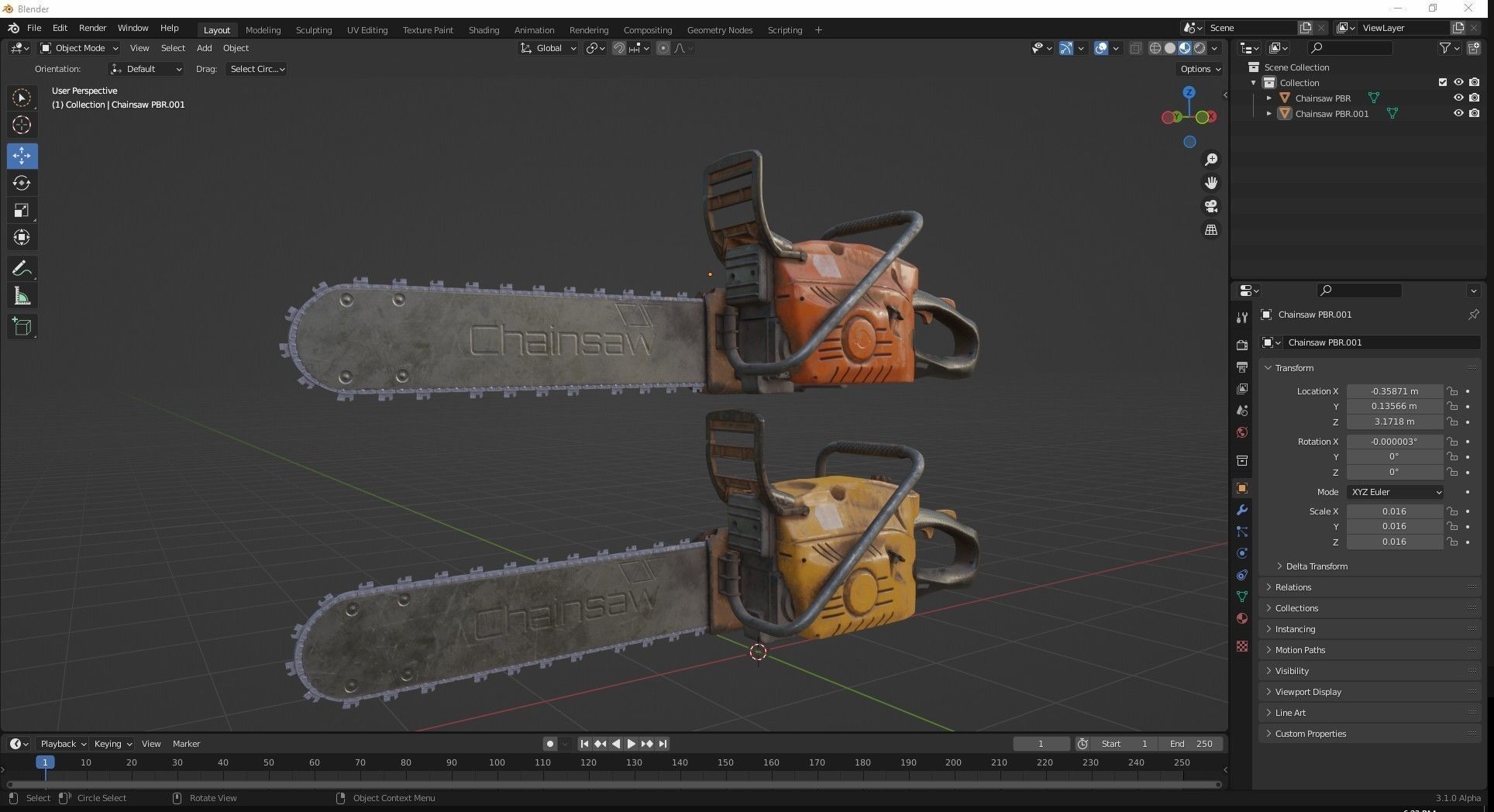 Chainsaw Low-poly 3D model_2