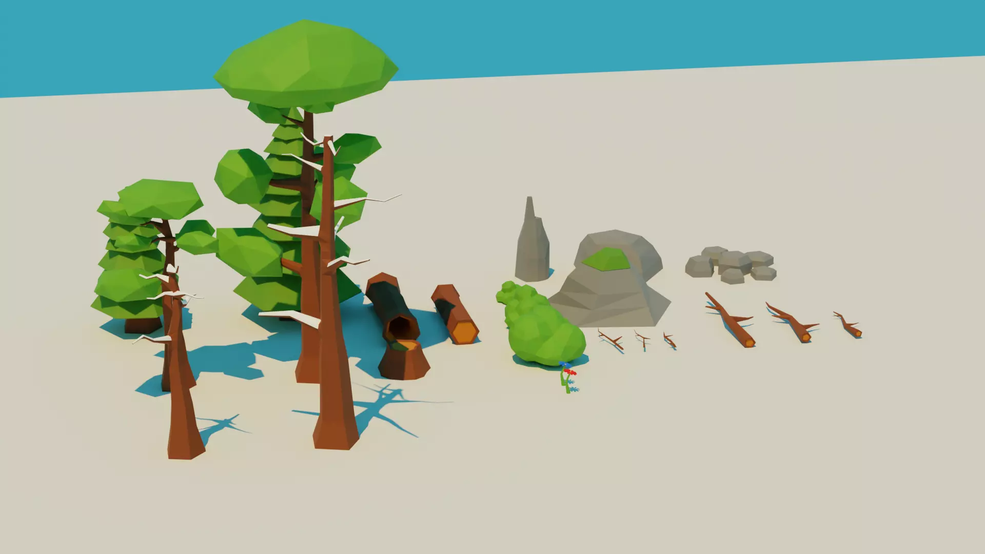 Low-Poly forest assets pack Free low-poly 3D model_0
