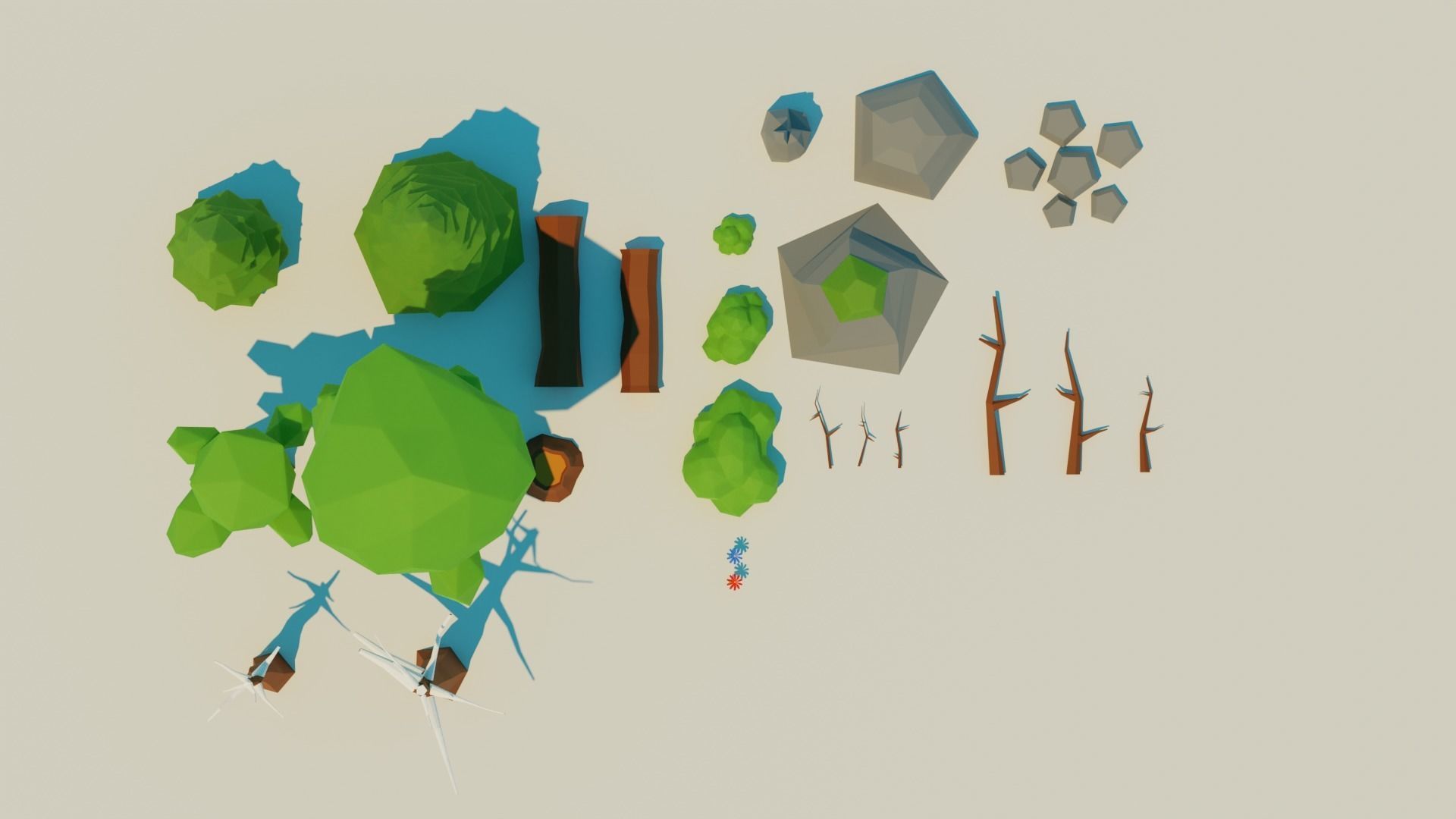 Low-Poly forest assets pack Free low-poly 3D model_3