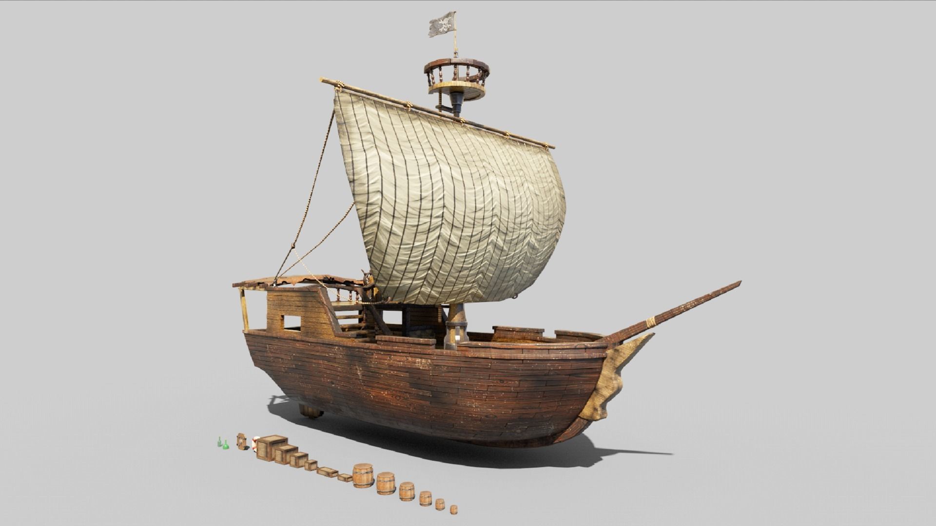 Pirate ship PBR low-poly 3D model Low-poly 3D model_2