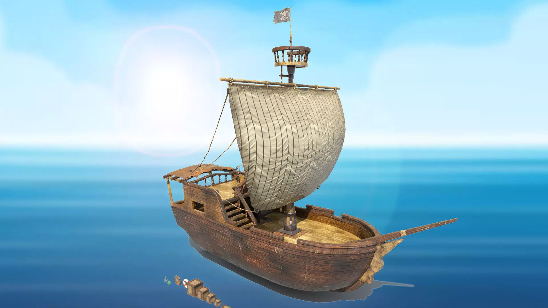 Pirate ship PBR low-poly 3D model Low-poly 3D model_0
