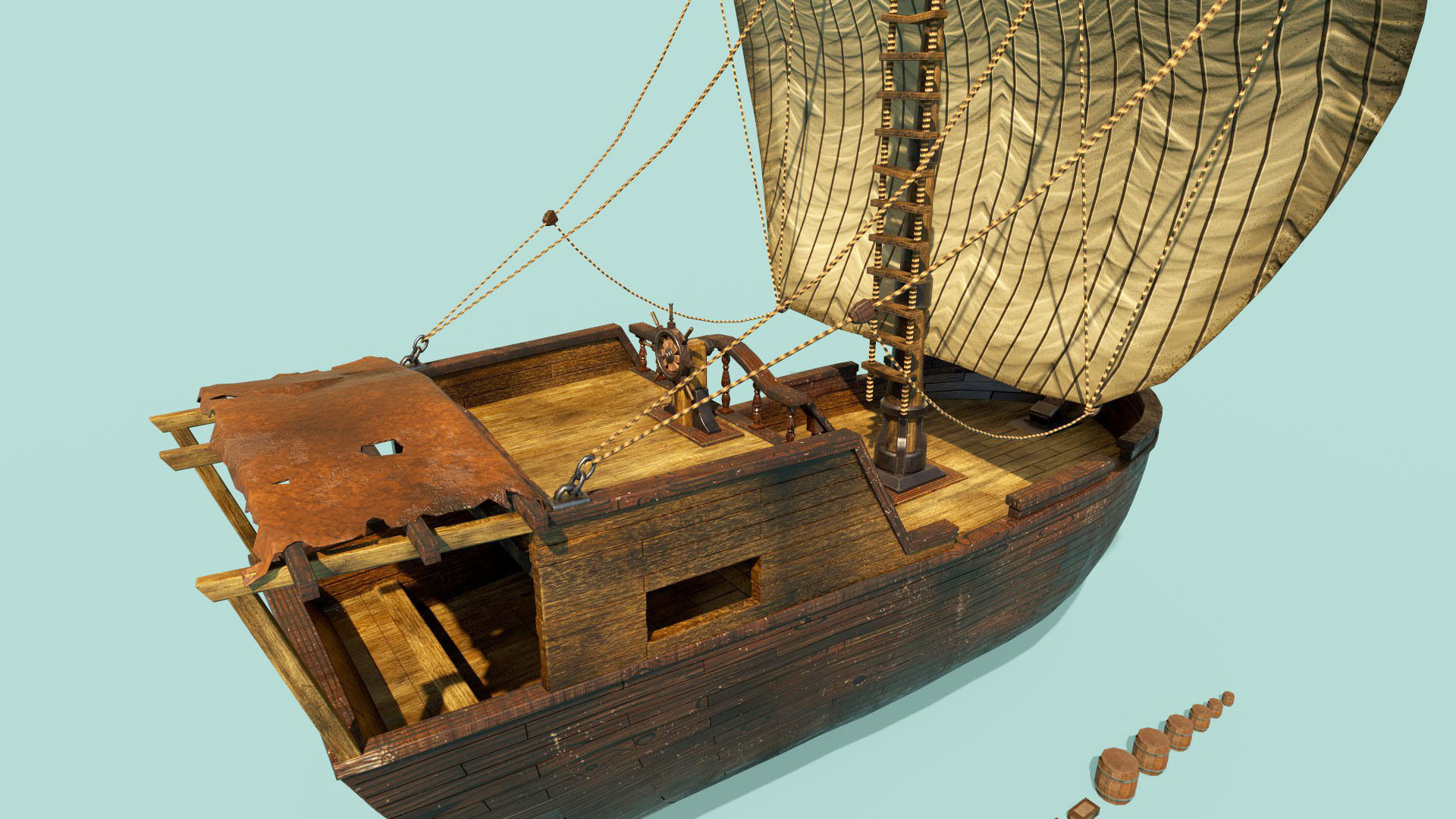 Pirate ship PBR low-poly 3D model Low-poly 3D model_1