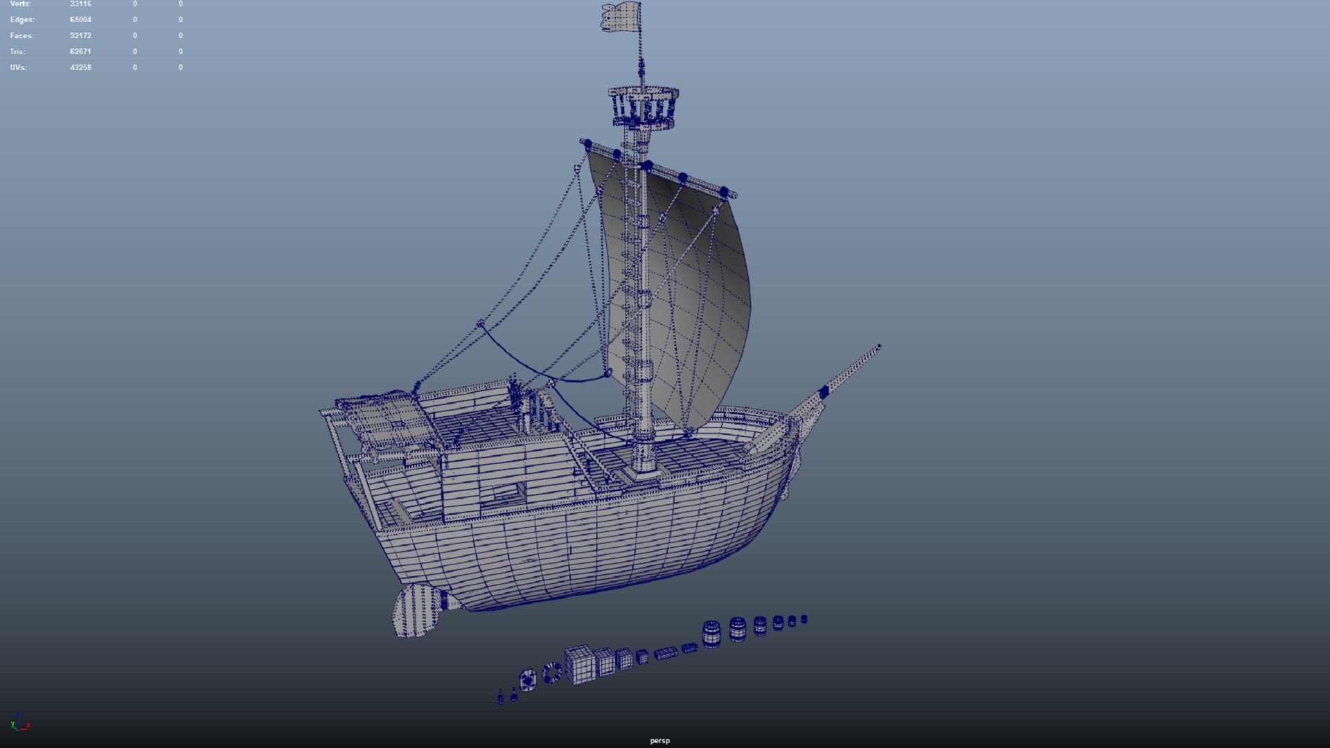 Pirate ship PBR low-poly 3D model Low-poly 3D model_14