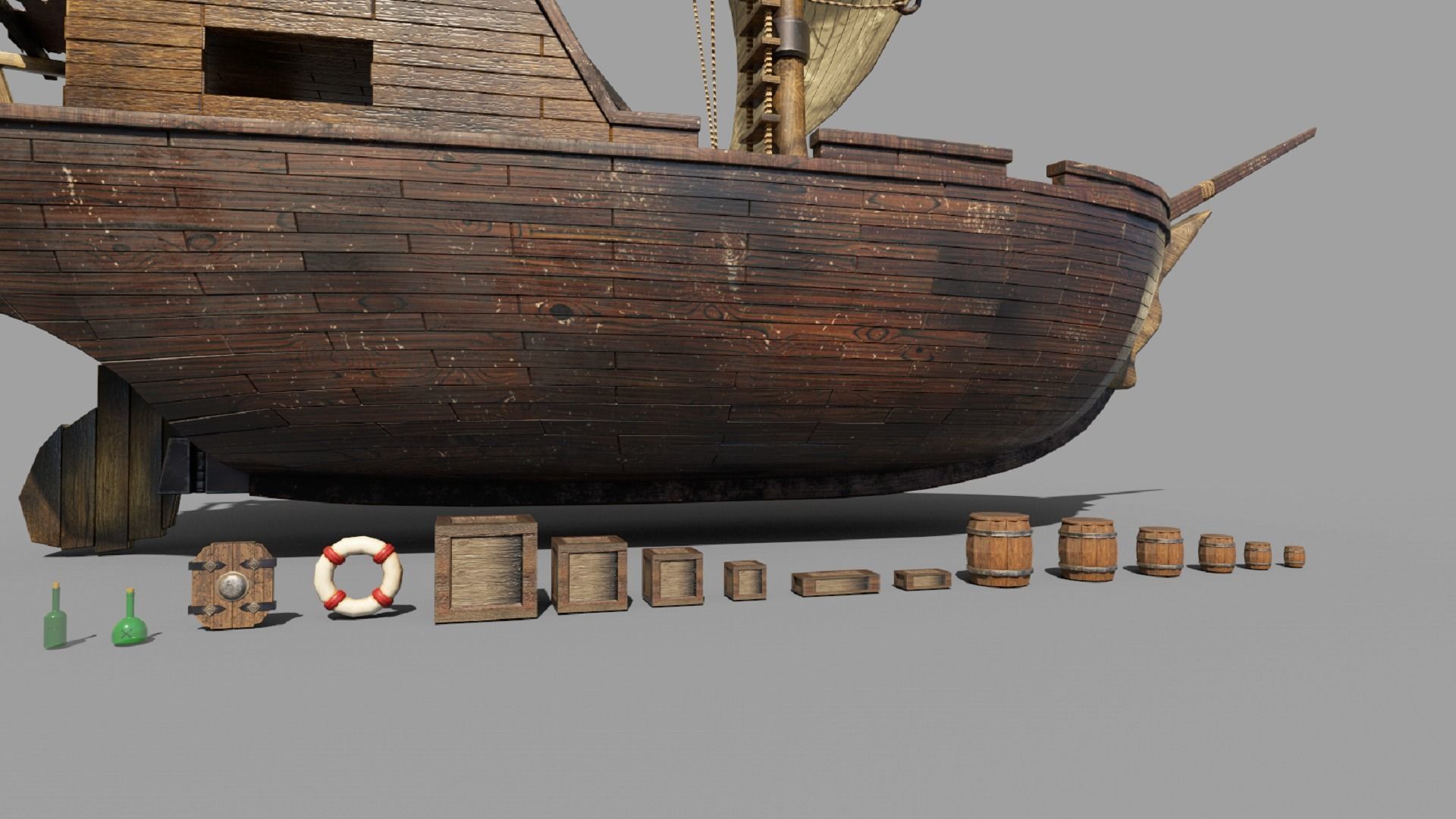 Pirate ship PBR low-poly 3D model Low-poly 3D model_6