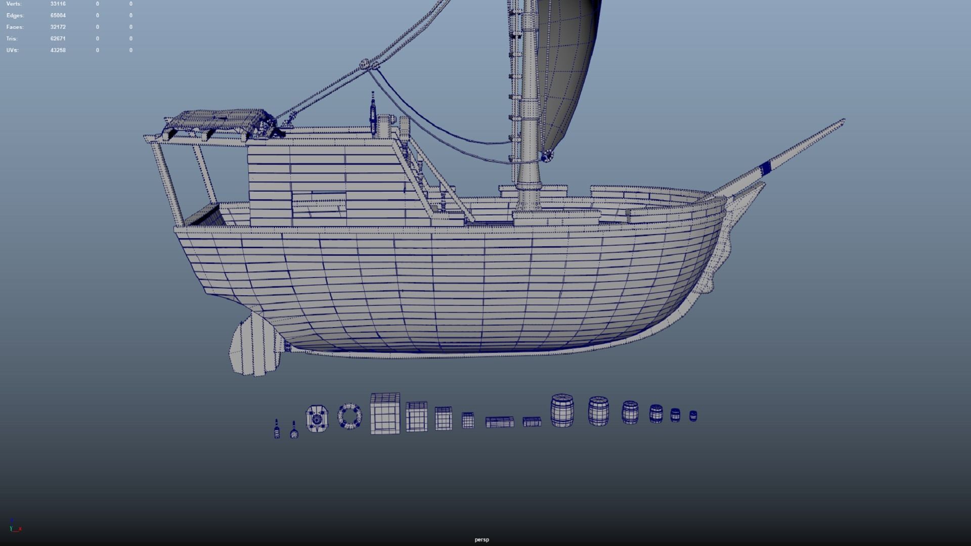 Pirate ship PBR low-poly 3D model Low-poly 3D model_12