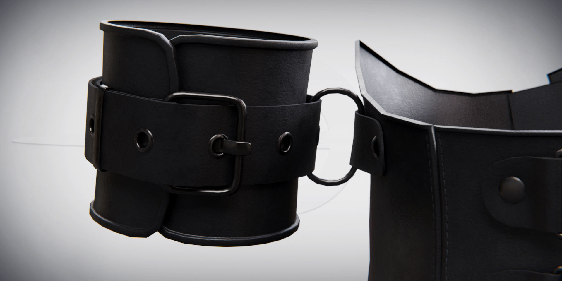 Black Leather Bondage Restraint Corset Low-poly 3D model_16