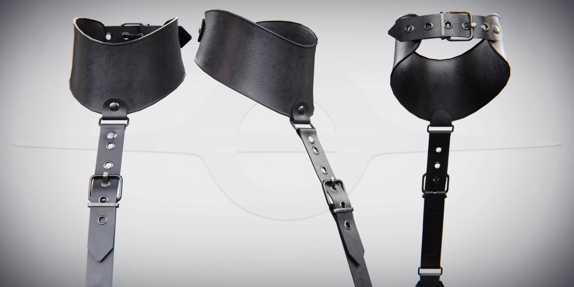 Black Leather Bondage Restraint Corset Low-poly 3D model_10