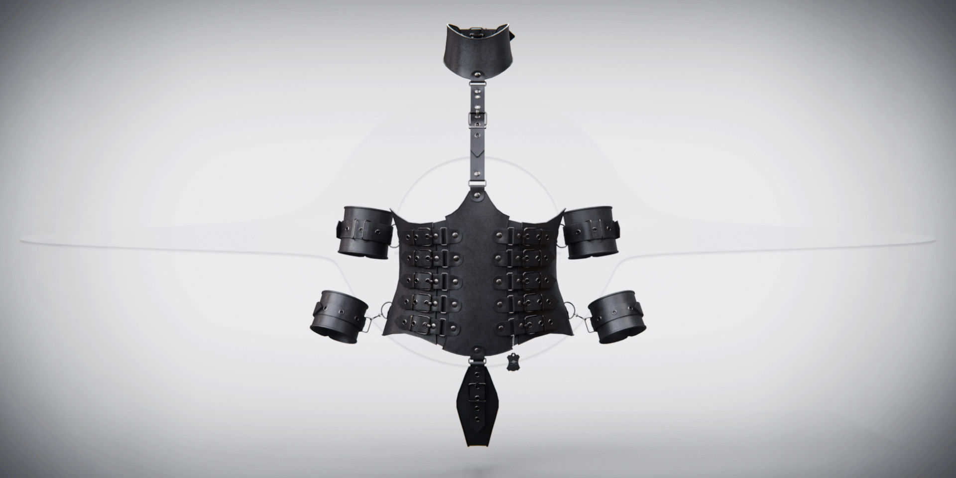 Black Leather Bondage Restraint Corset Low-poly 3D model_5