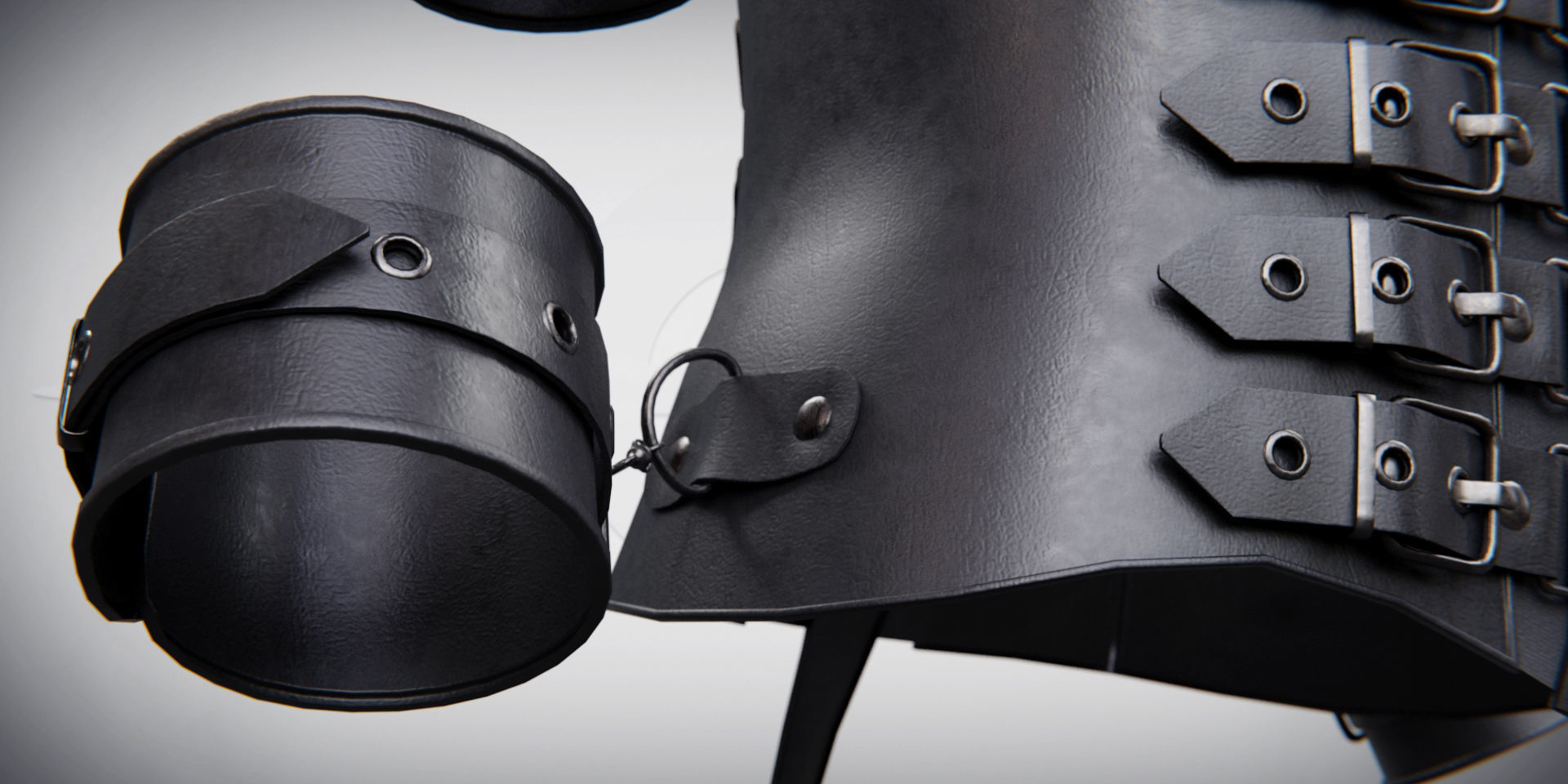 Black Leather Bondage Restraint Corset Low-poly 3D model_17