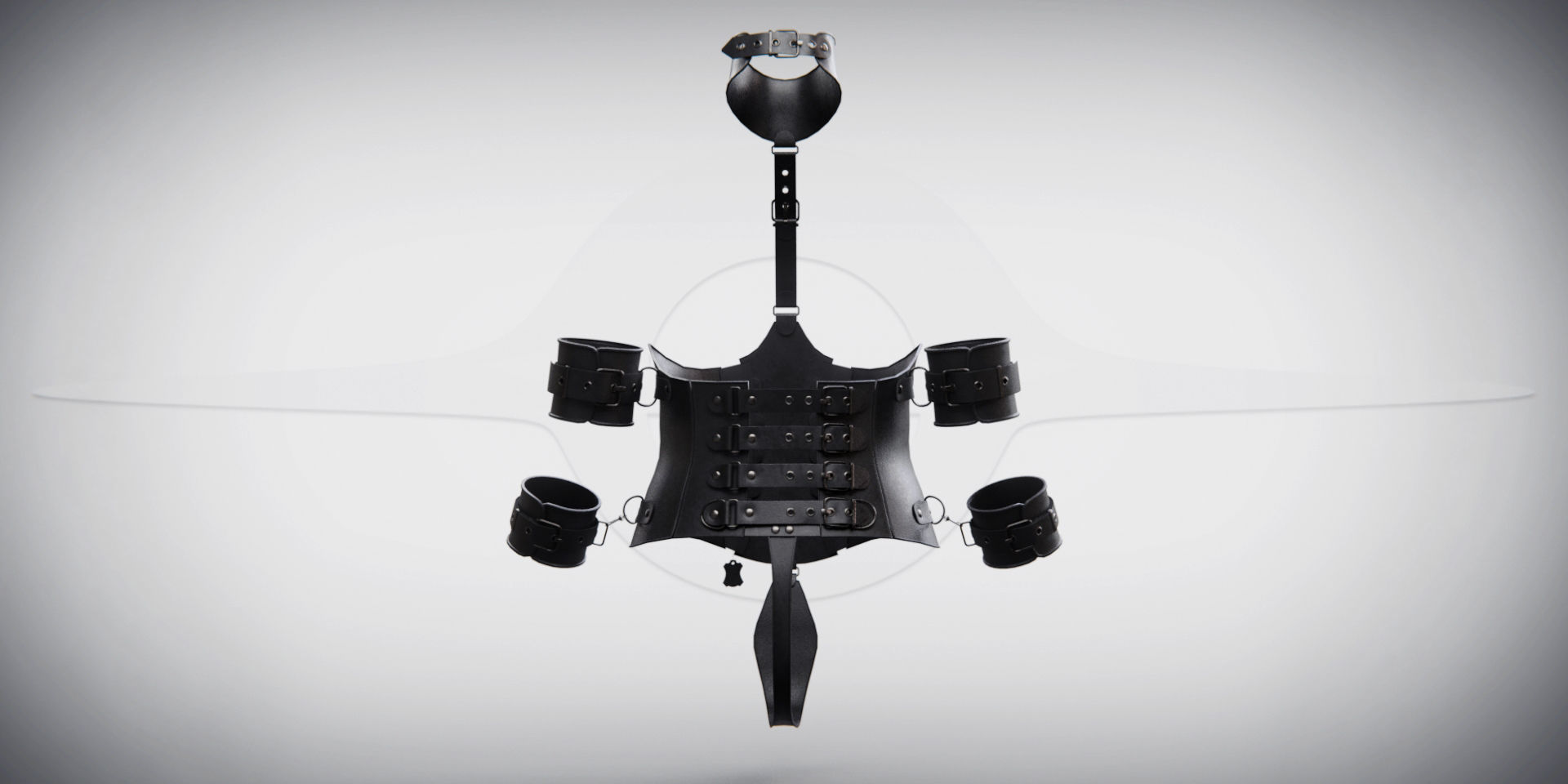 Black Leather Bondage Restraint Corset Low-poly 3D model_2