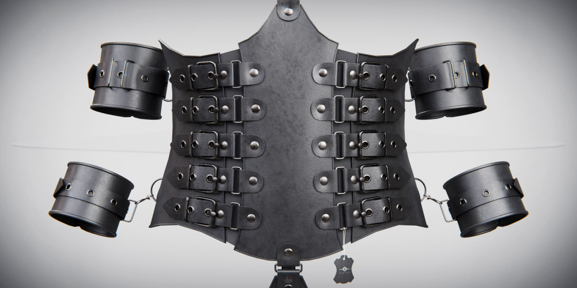 Black Leather Bondage Restraint Corset Low-poly 3D model_15
