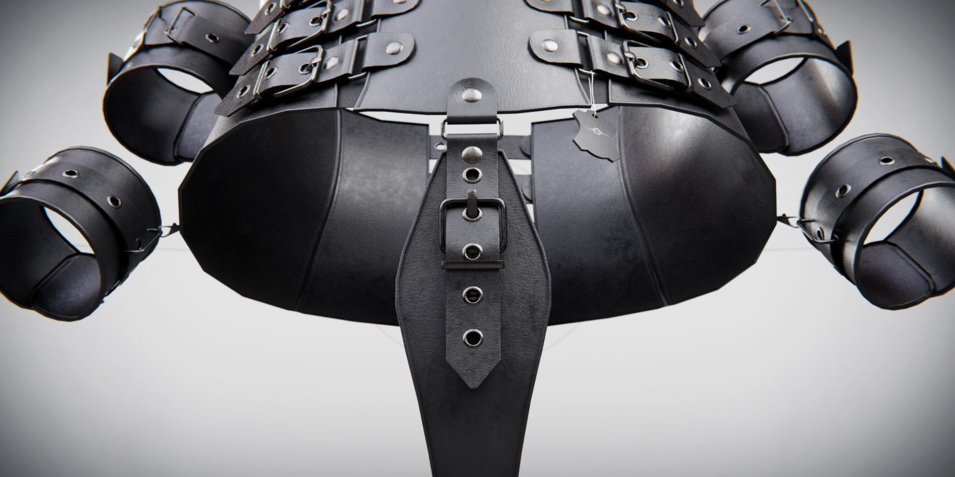 Black Leather Bondage Restraint Corset Low-poly 3D model_11