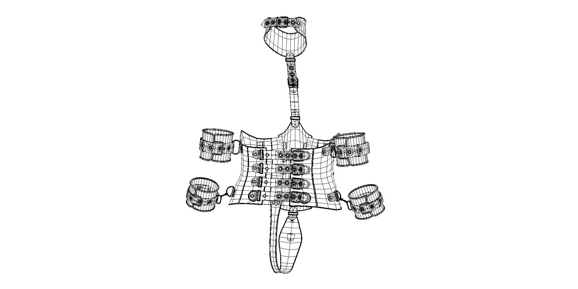 Black Leather Bondage Restraint Corset Low-poly 3D model_22