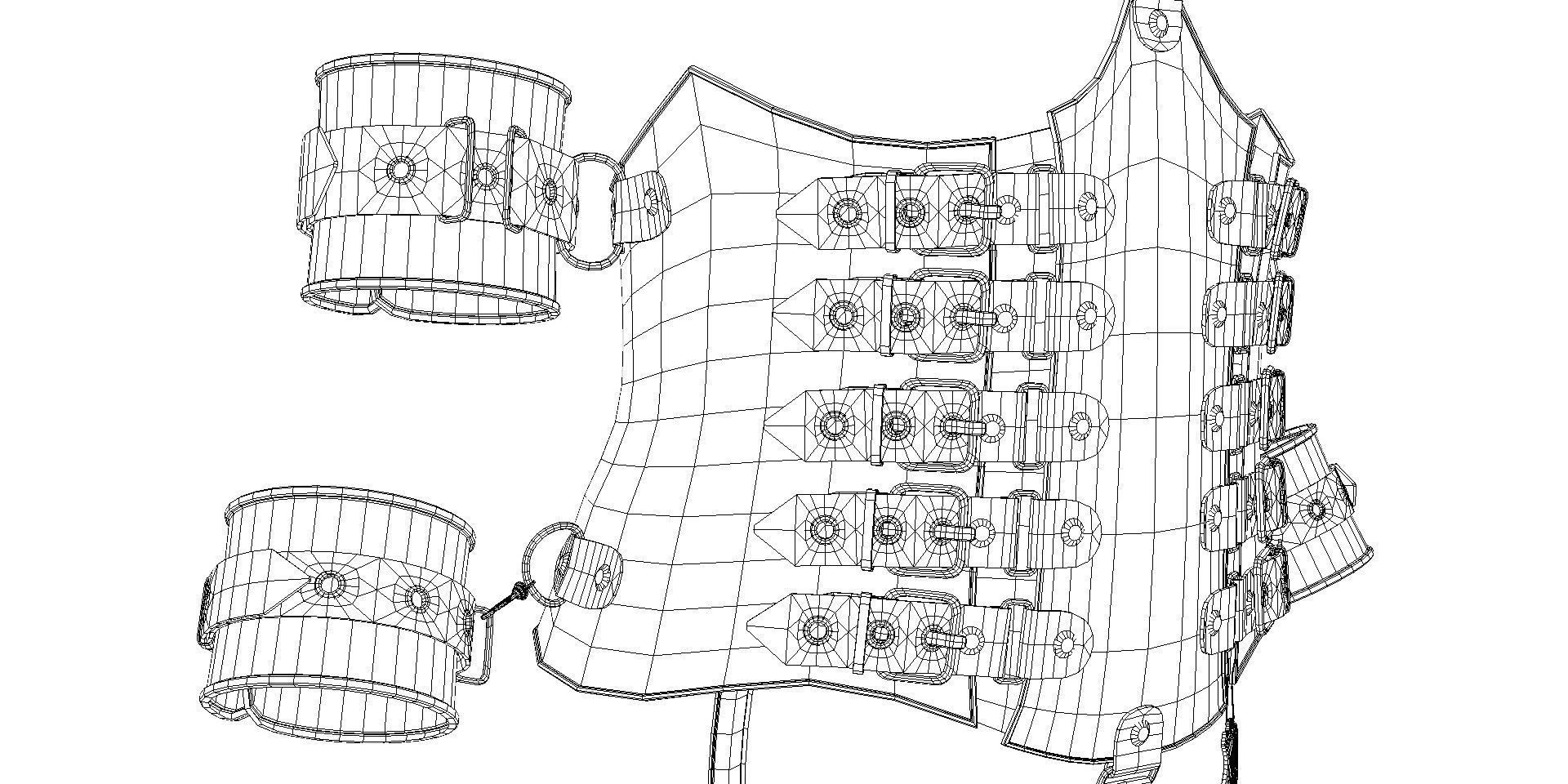 Black Leather Bondage Restraint Corset Low-poly 3D model_27