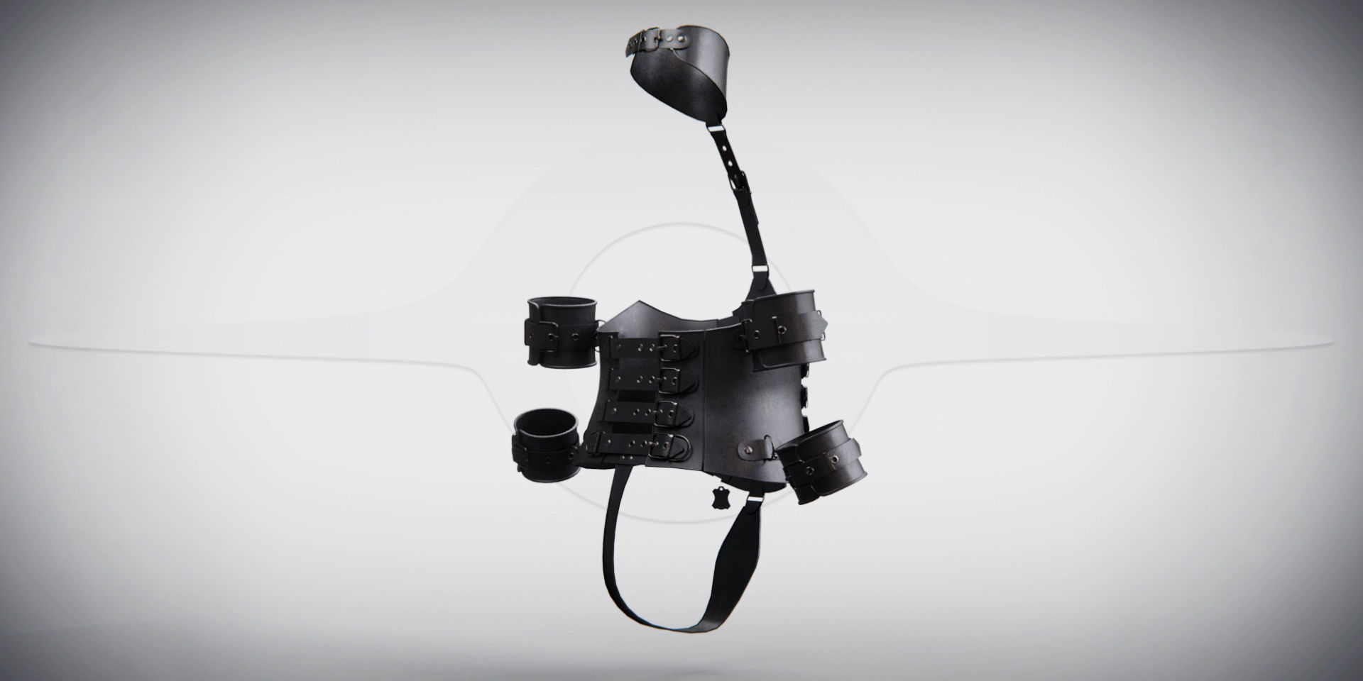 Black Leather Bondage Restraint Corset Low-poly 3D model_3