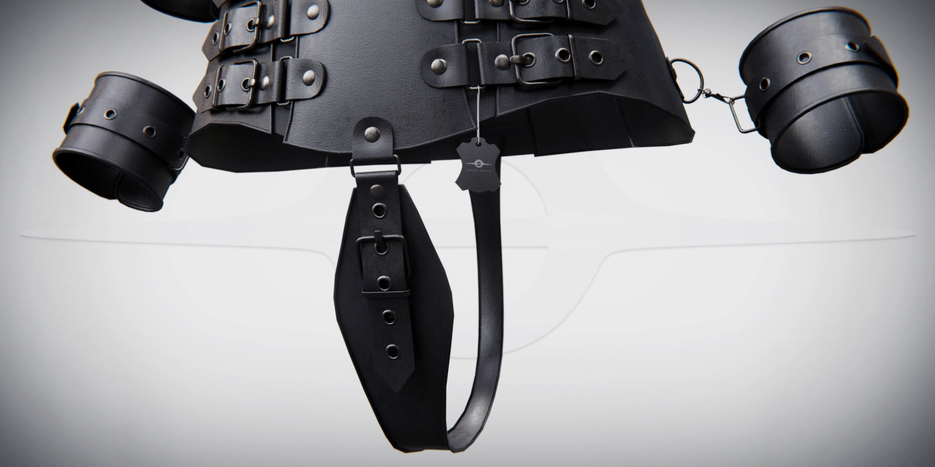 Black Leather Bondage Restraint Corset Low-poly 3D model_18