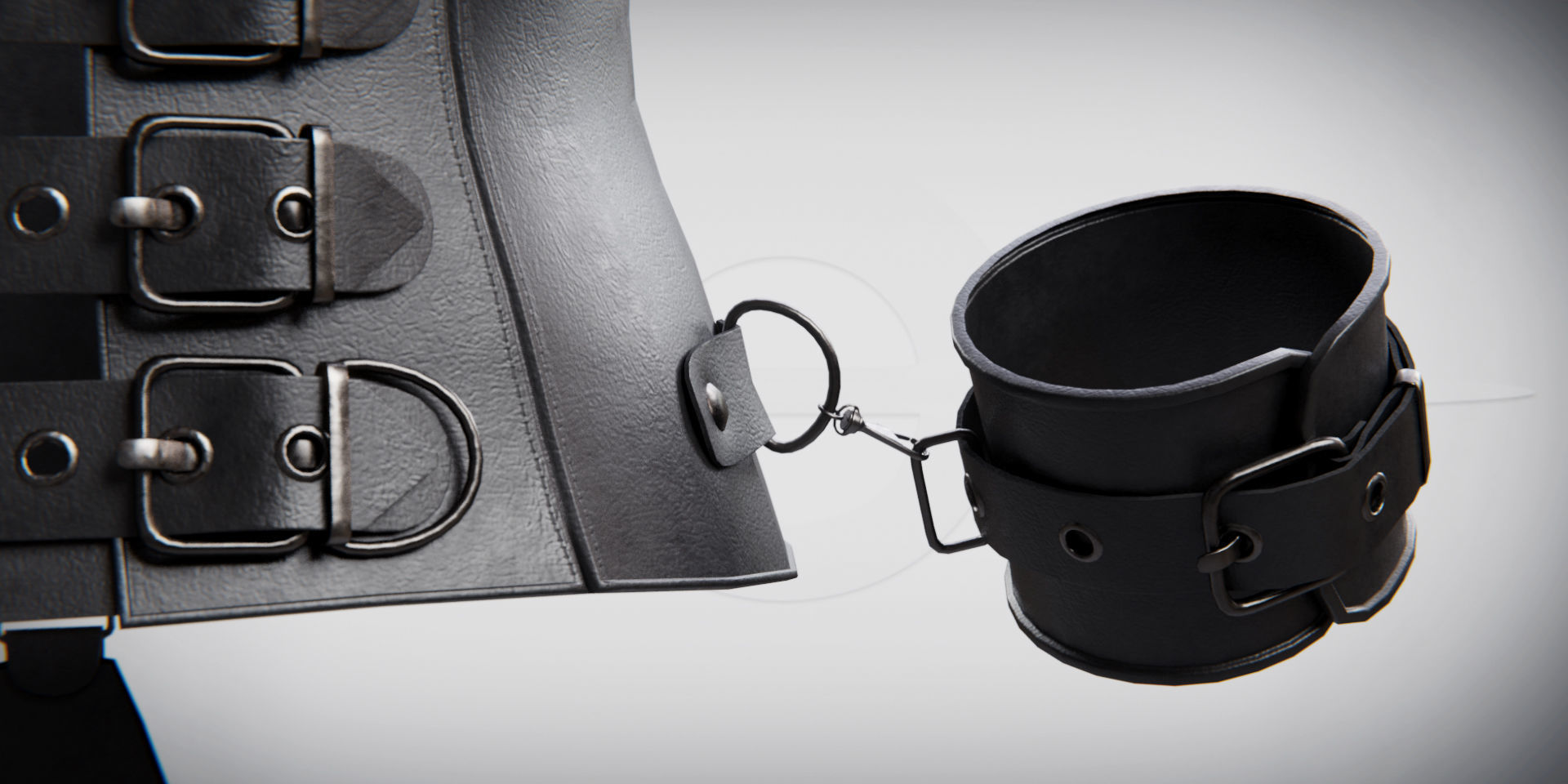 Black Leather Bondage Restraint Corset Low-poly 3D model_13