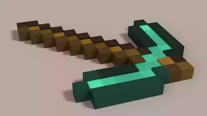 Minecraft Pickaxe Low-poly 3D model