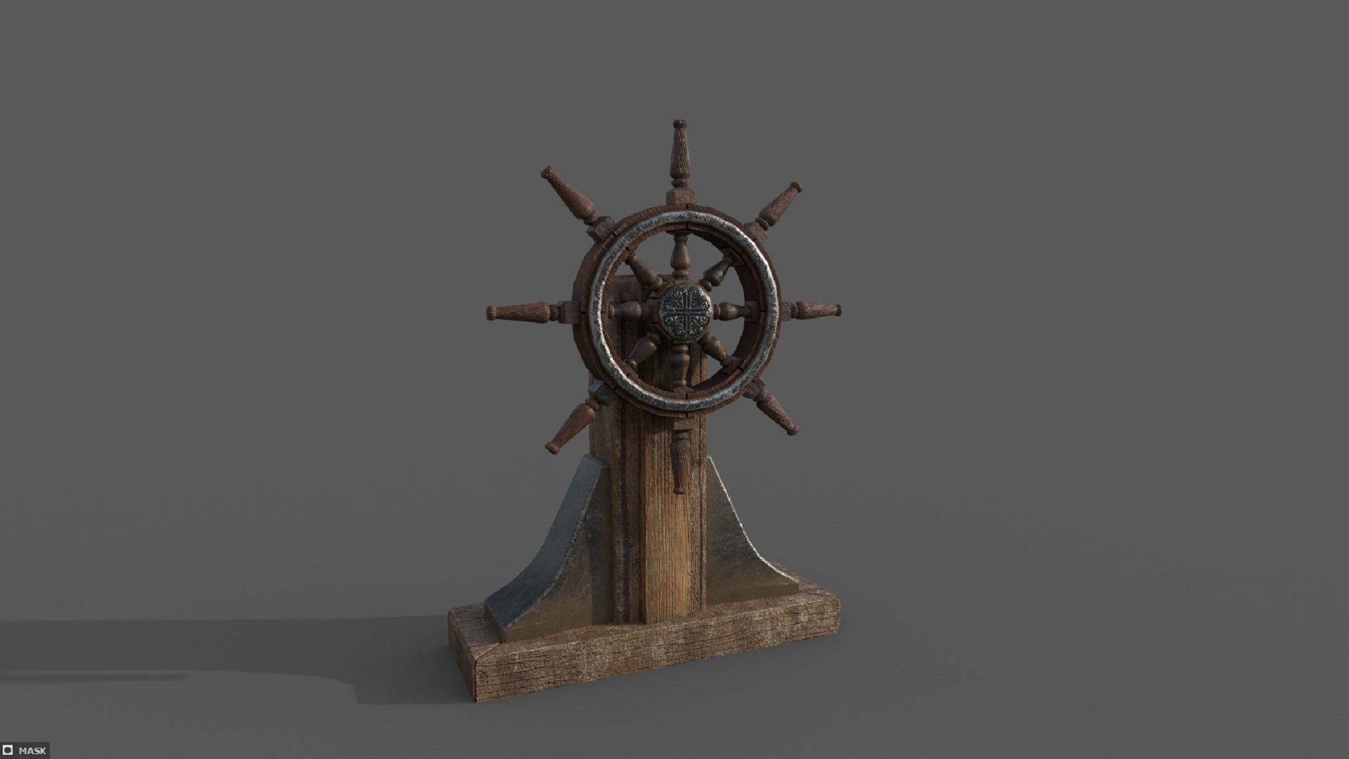 Steering wheel for a sea ship and a bell Wheel 3D model Low-poly 3D model_3