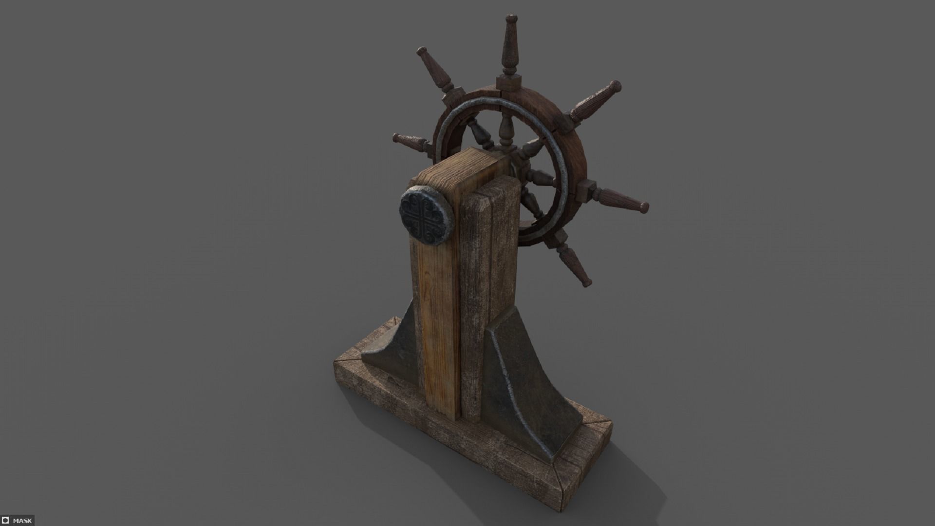 Steering wheel for a sea ship and a bell Wheel 3D model Low-poly 3D model_4