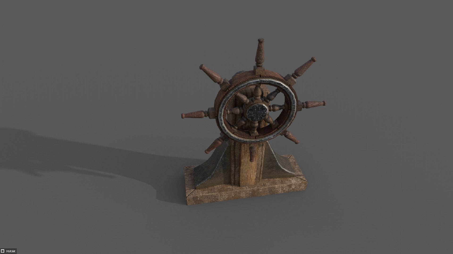 Steering wheel for a sea ship and a bell Wheel 3D model Low-poly 3D model_6
