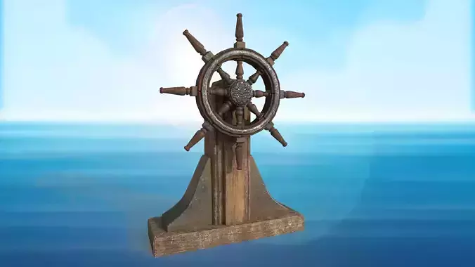 Steering wheel for a sea ship and a bell Wheel 3D model Low-poly 3D model