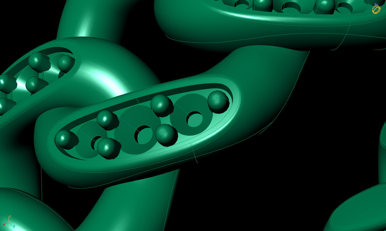 Band chain ring with stones printable 3d model 3D print model_16