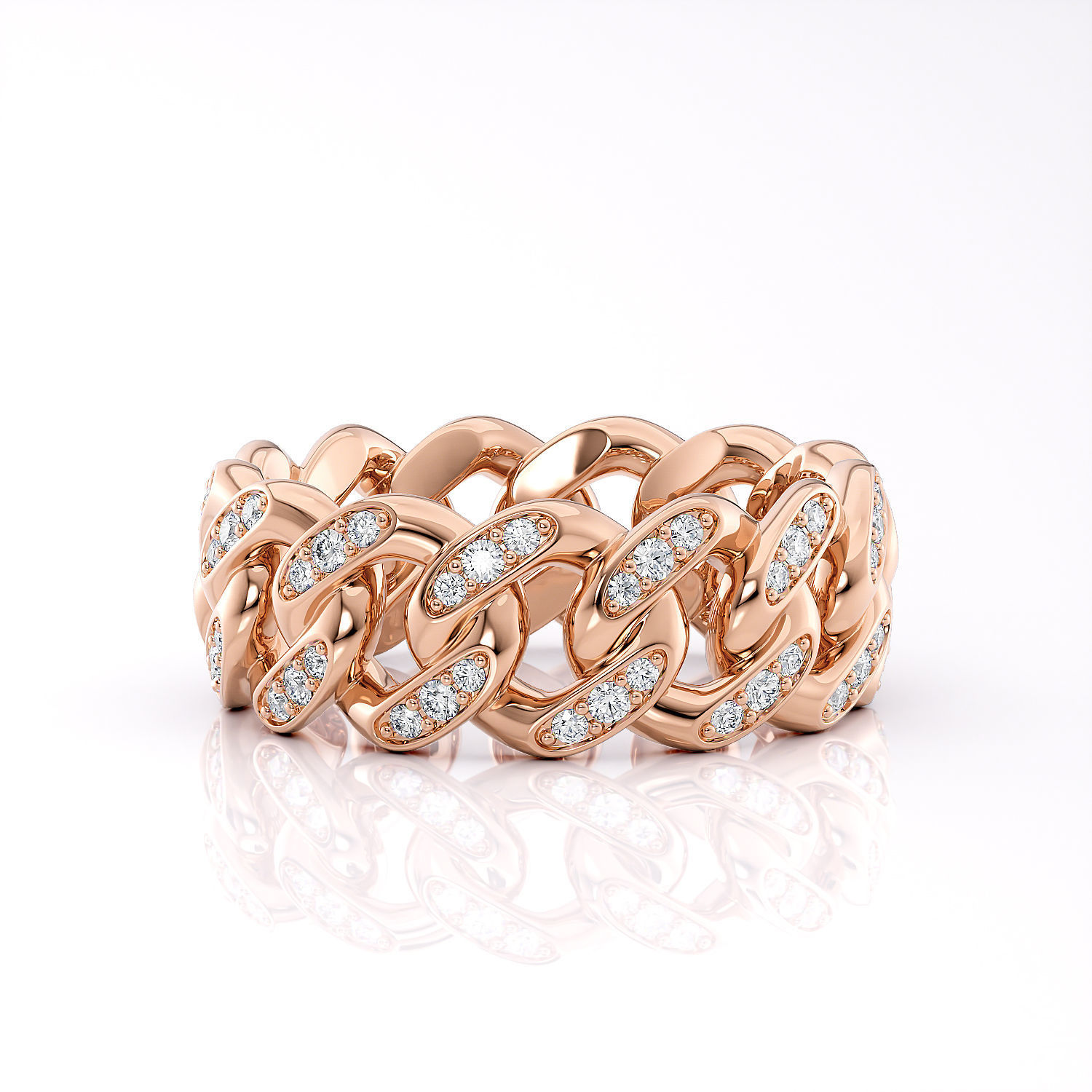 Band chain ring with stones printable 3d model 3D print model_2