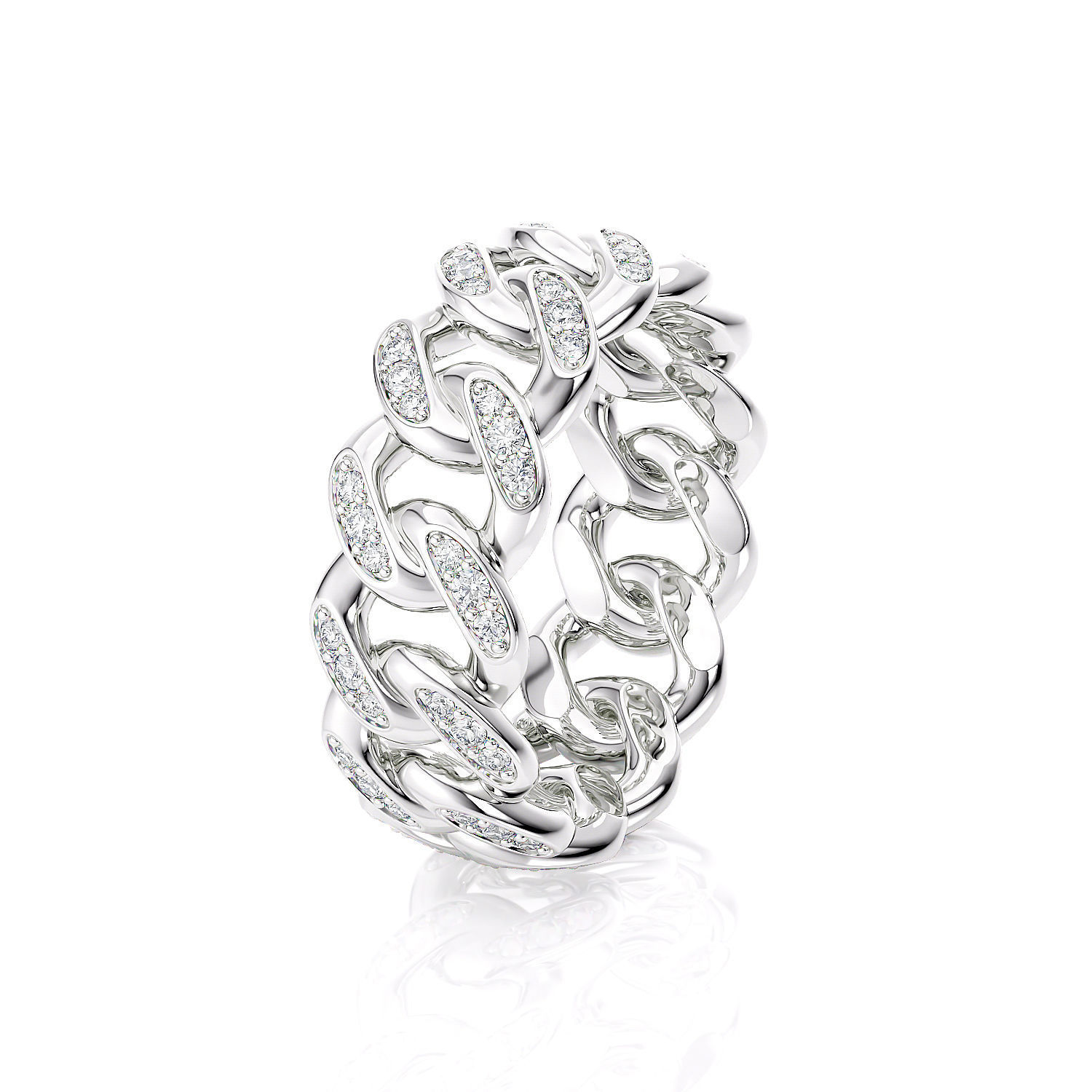 Band chain ring with stones printable 3d model 3D print model_6