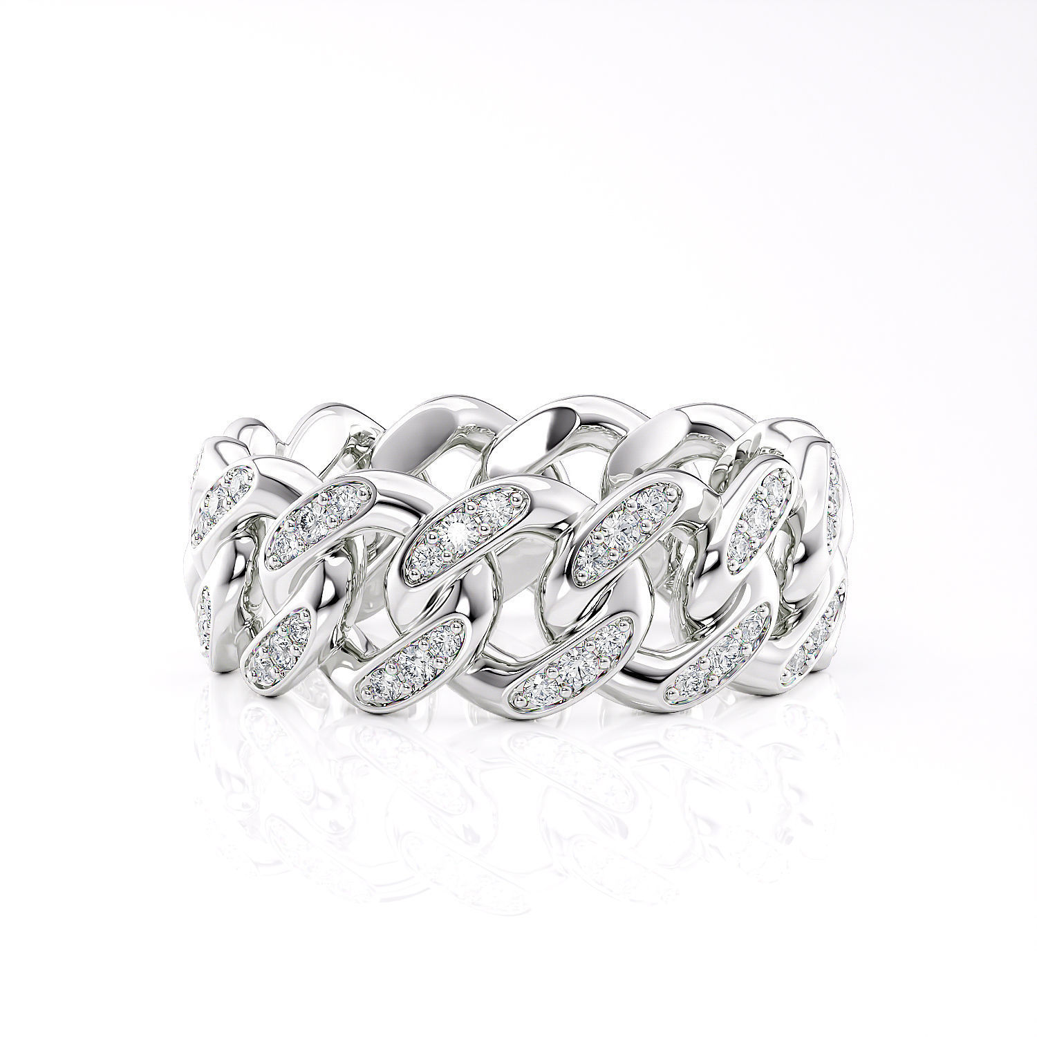 Band chain ring with stones printable 3d model 3D print model_5