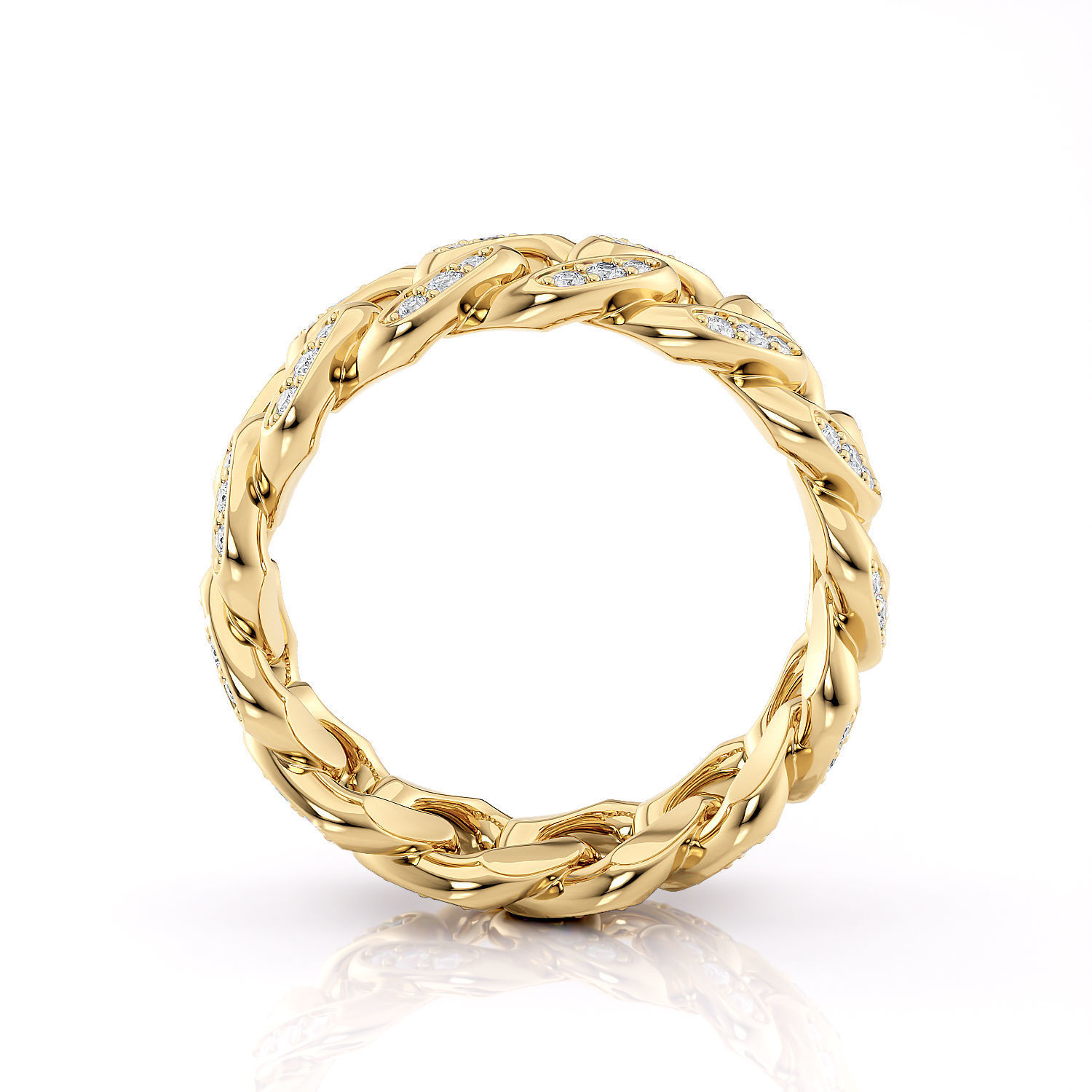 Band chain ring with stones printable 3d model 3D print model_10