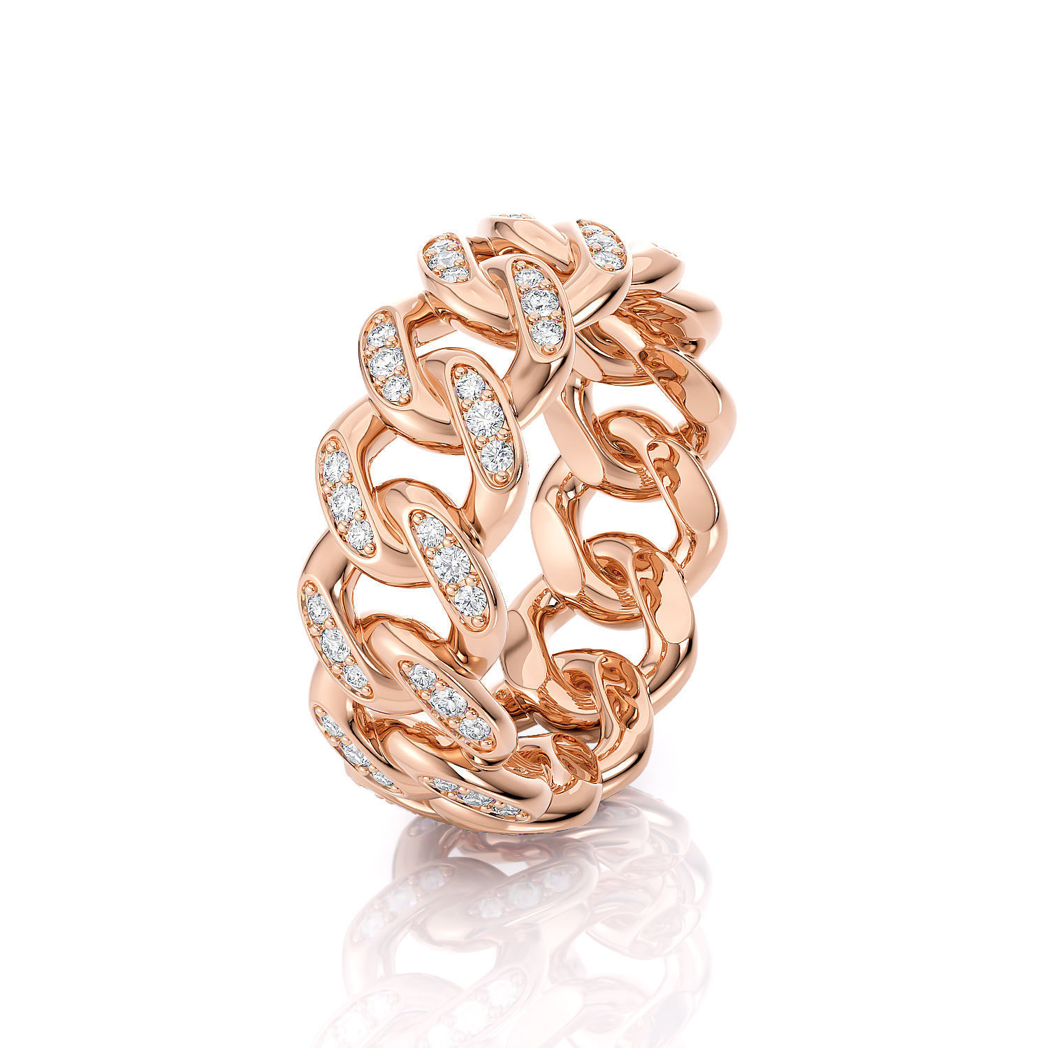 Band chain ring with stones printable 3d model 3D print model_3