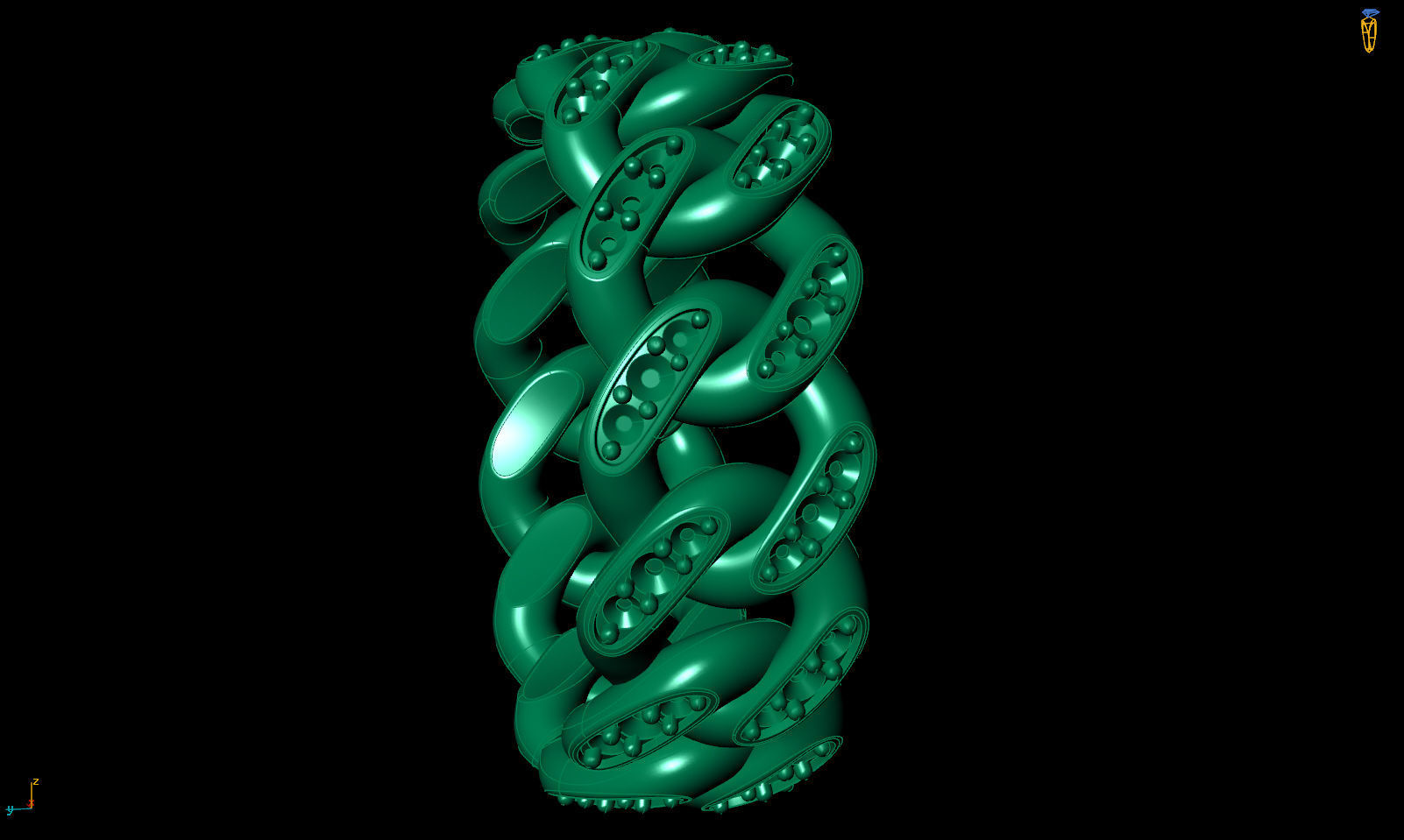 Band chain ring with stones printable 3d model 3D print model_14