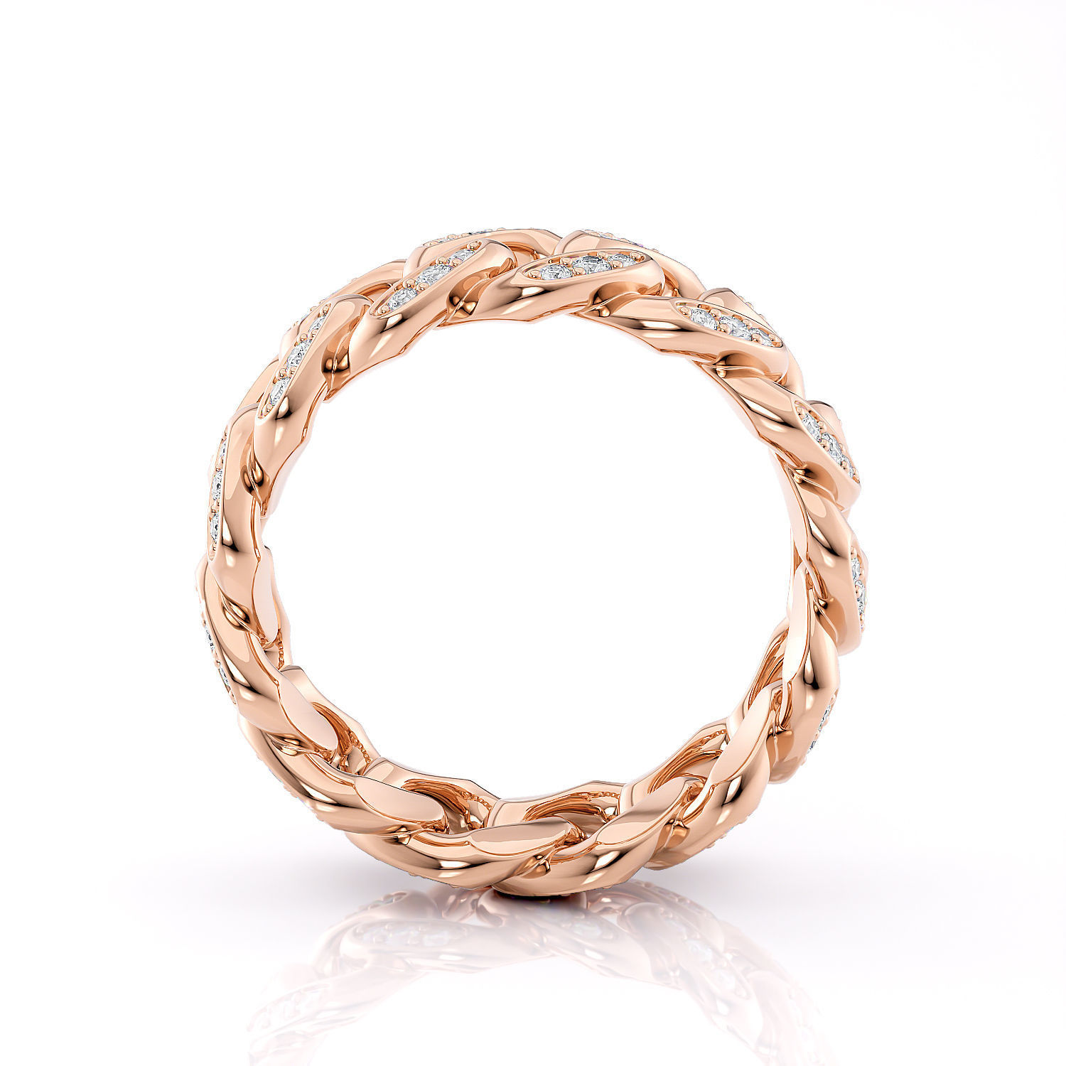 Band chain ring with stones printable 3d model 3D print model_4