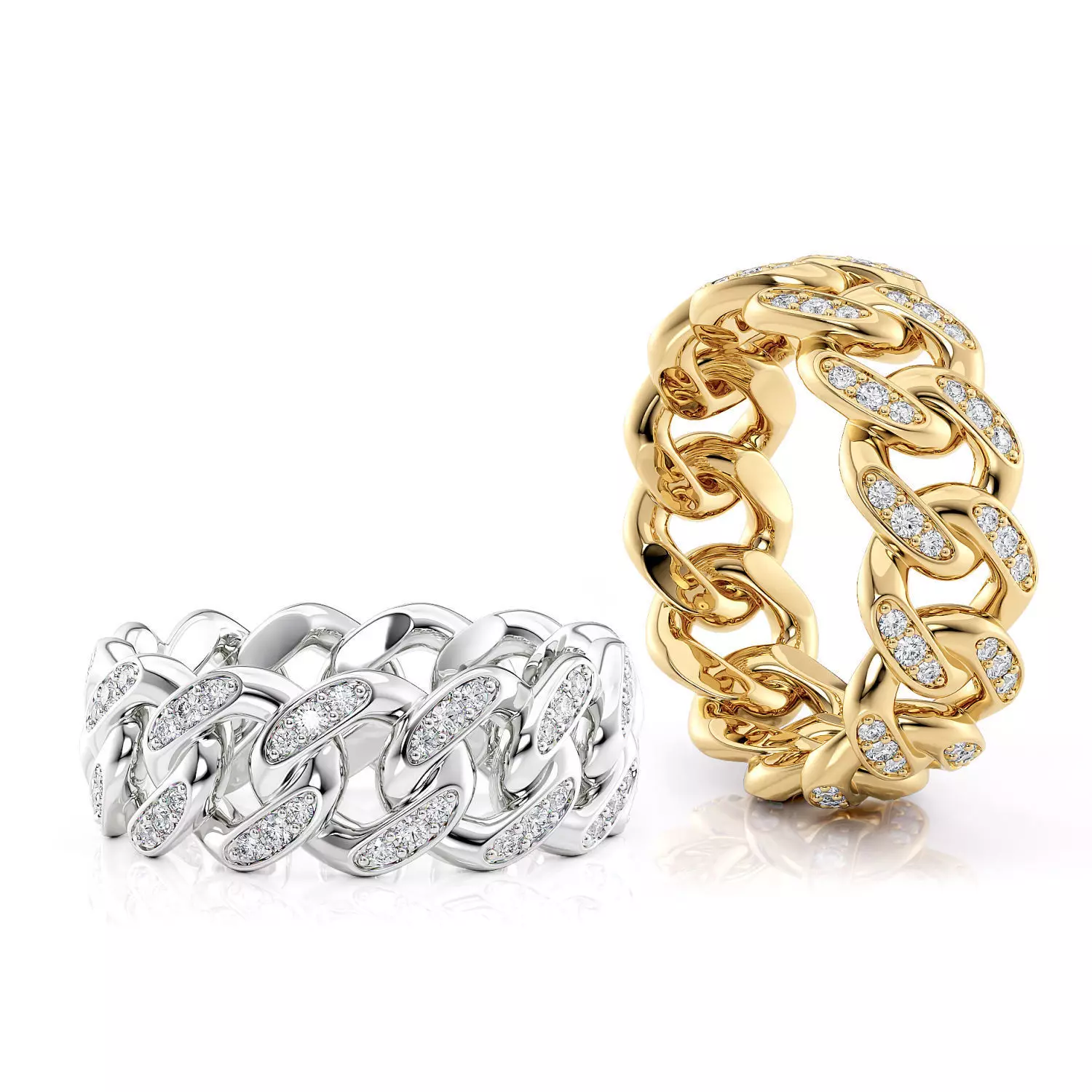 Band chain ring with stones printable 3d model 3D print model_0