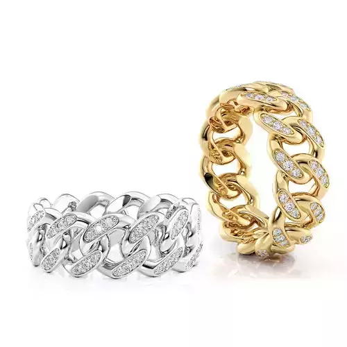 Band chain ring with stones printable 3d model