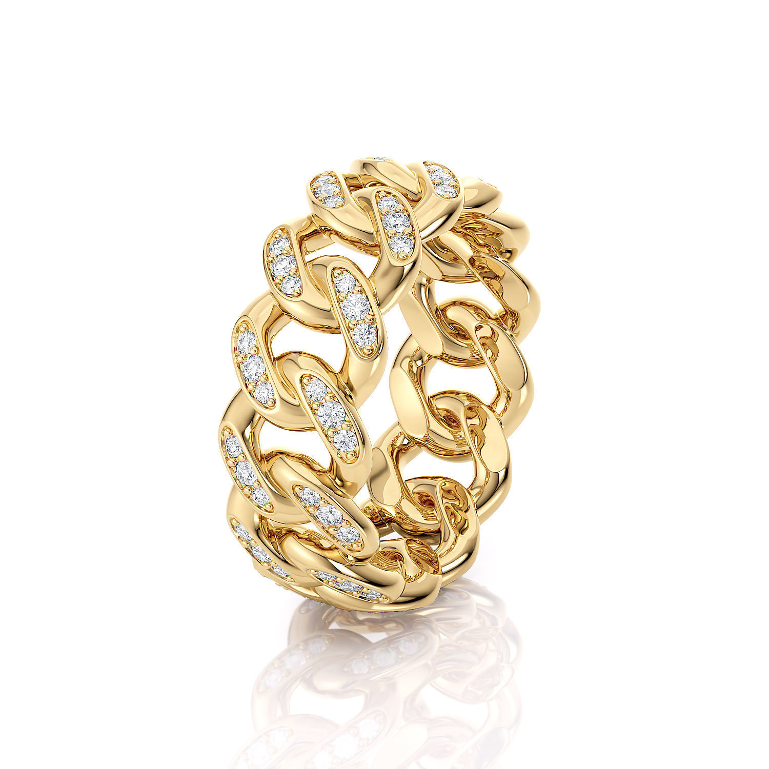 Band chain ring with stones printable 3d model 3D print model_9