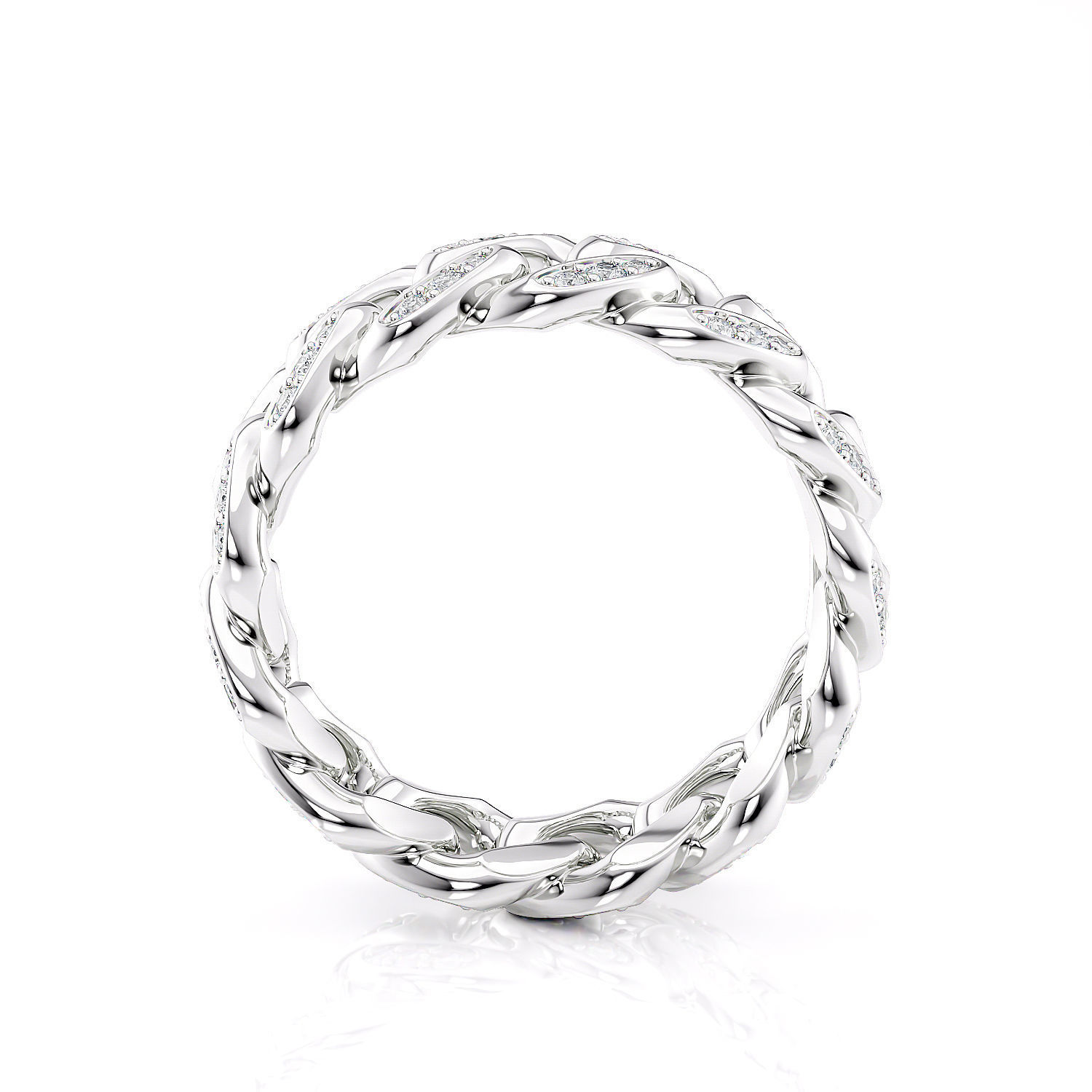 Band chain ring with stones printable 3d model 3D print model_7