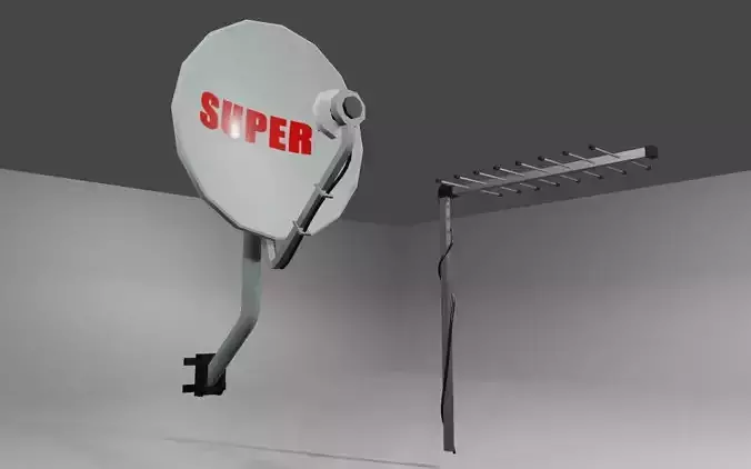 Antenna - TV - Satellite - Antena Low-poly 3D model