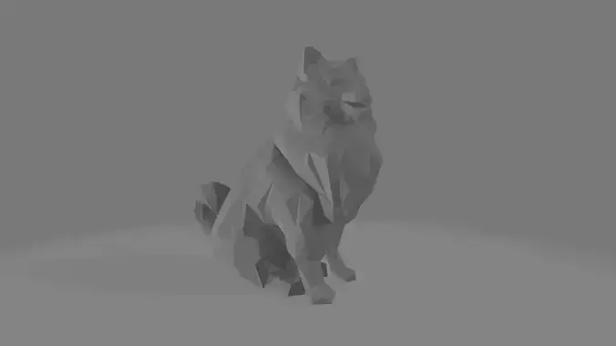 Spitz seated dog 3D print model - Low Poly 