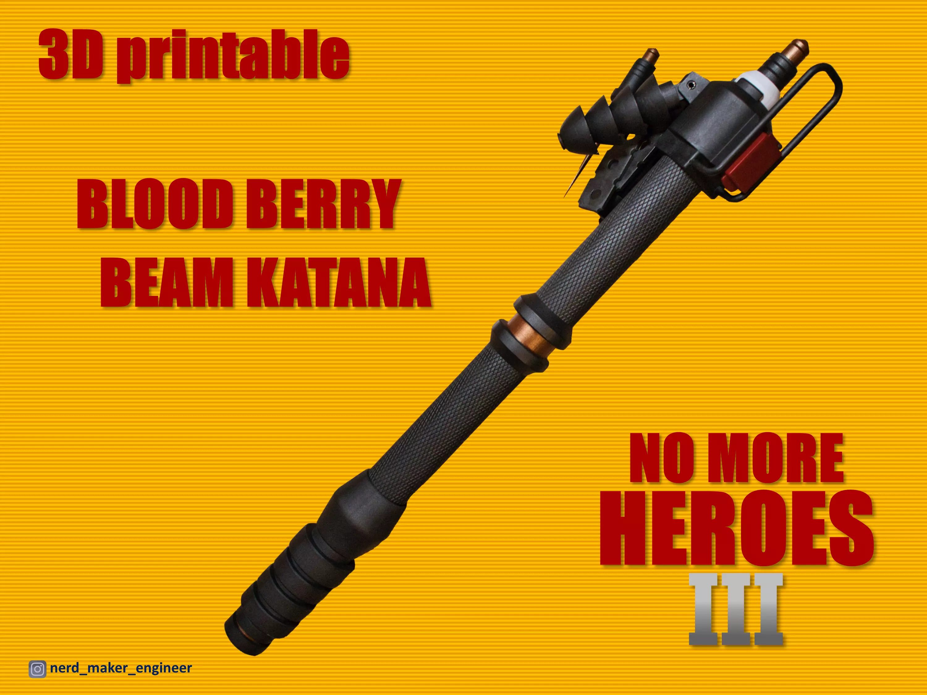 Travis Touchdowns Blood Berry Beam Katana - No More Heroes -  3D print model_0